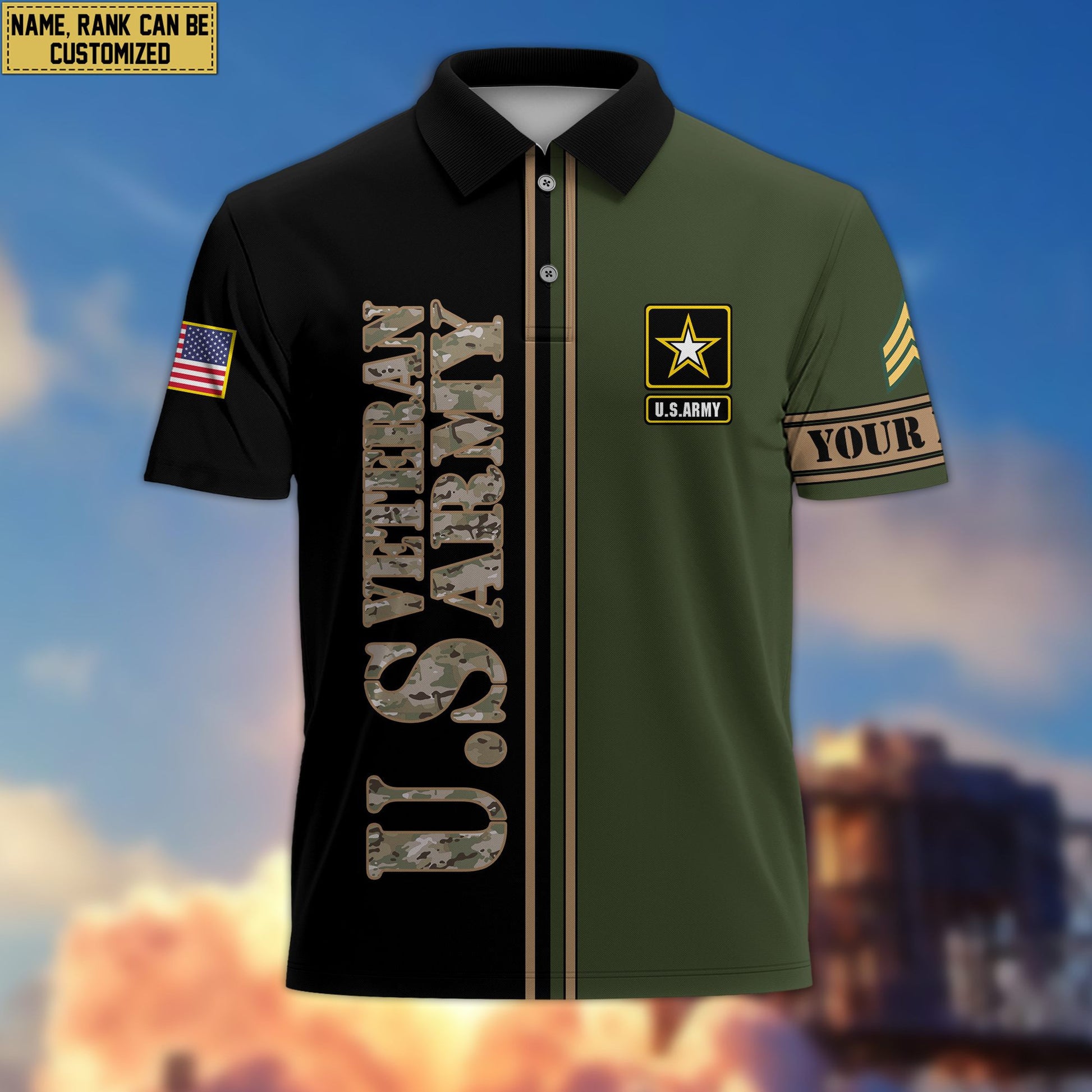 Premium Custom US Army Polo Shirt VPVC205610, Gifts for Army Veteran, Gifts For Dad, Gifts On Father's Day, Independence Day, Veterans Day.