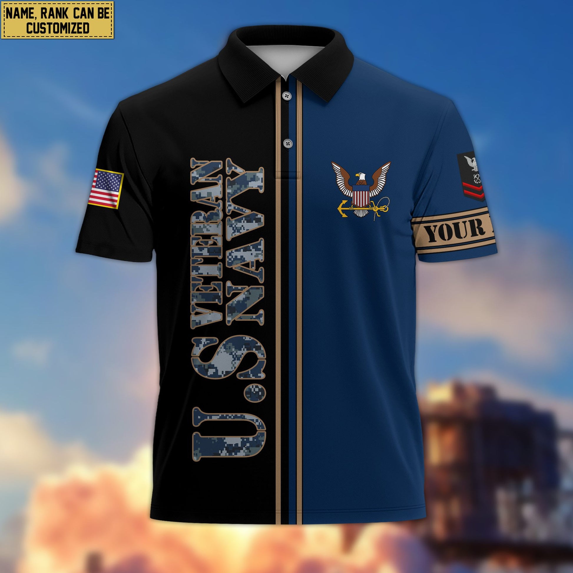 Premium Custom US Navy Polo Shirt VPVC205602, Gifts for Navy Veteran, Gifts For Dad, Gifts On Father's Day, Independence Day, Veterans Day.