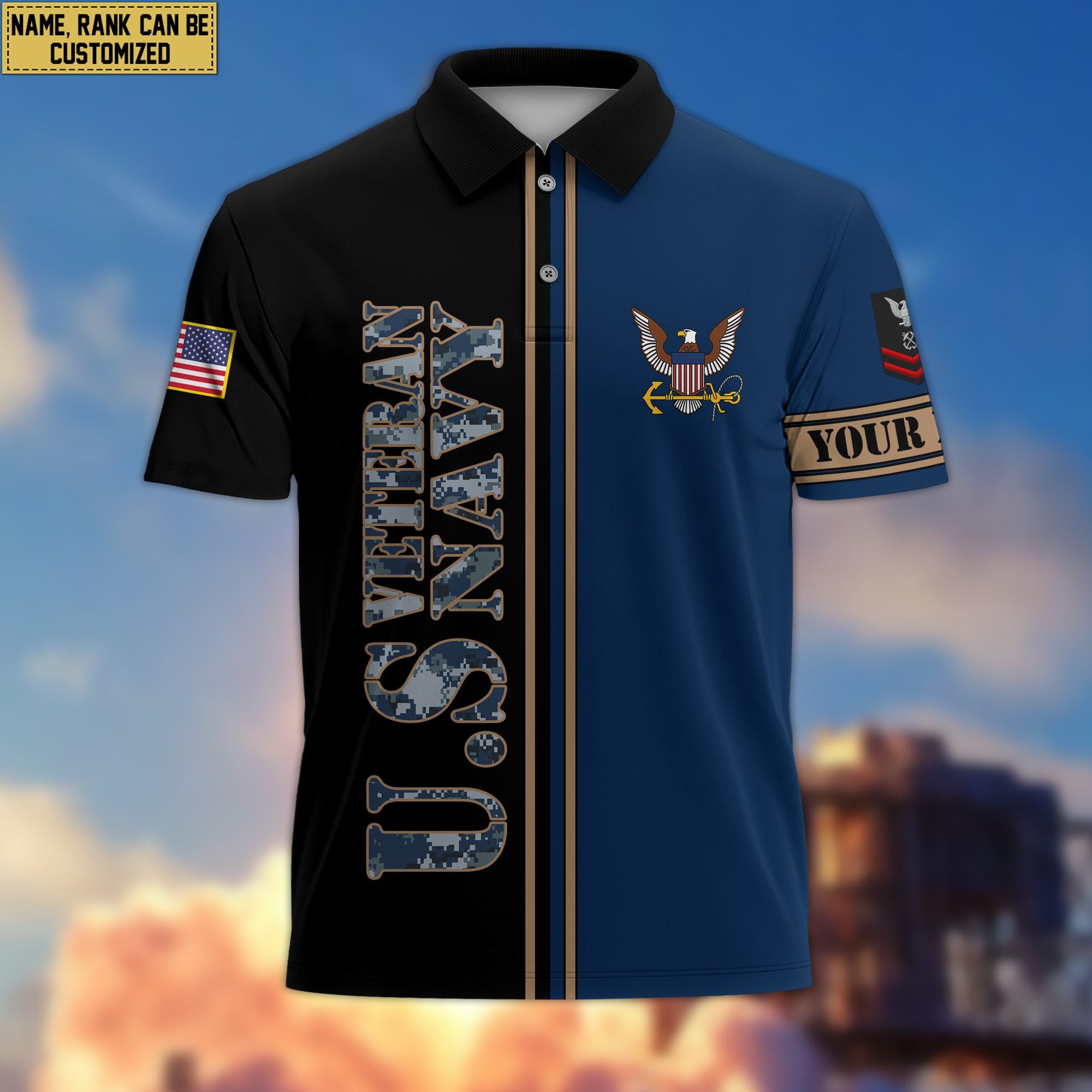 Premium Custom US Navy Polo Shirt VPVC205602, Gifts for Navy Veteran, Gifts For Dad, Gifts On Father's Day, Independence Day, Veterans Day.