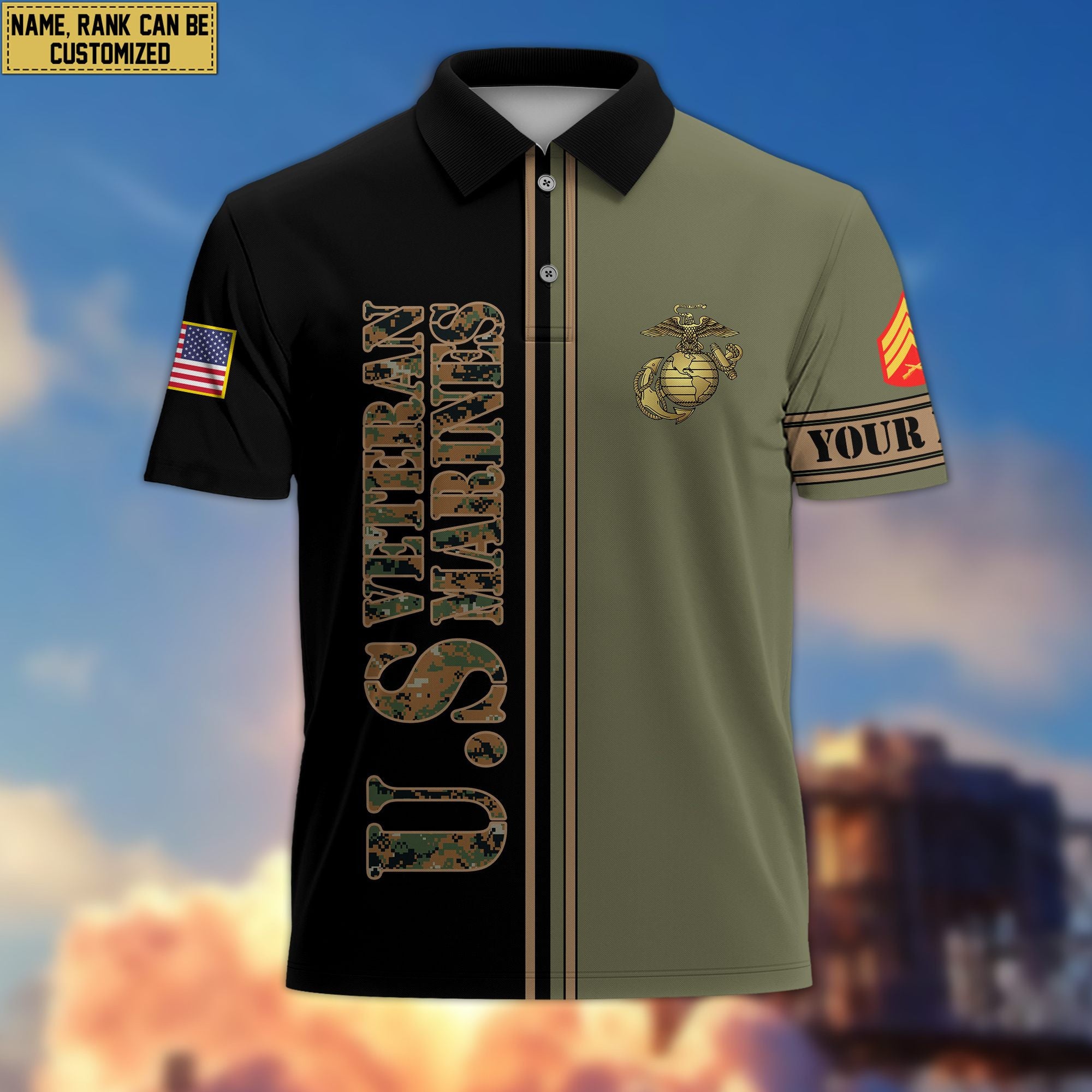 Premium Custom USMC Polo Shirt VPVC205611, Gifts for Marine Veteran, Gifts For Dad, Gifts On Father's Day, Independence Day, Veterans Day.