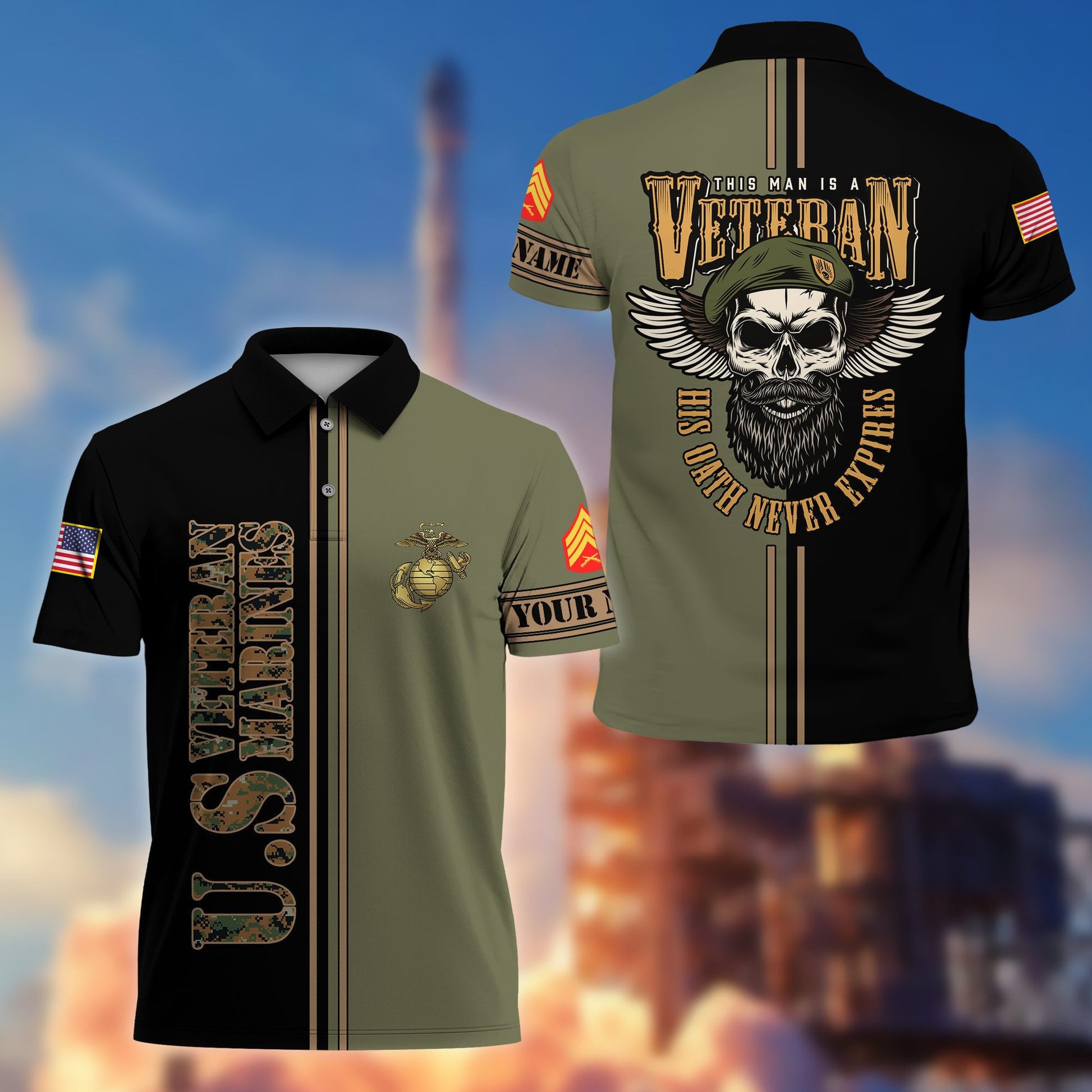 Premium Custom USMC Polo Shirt VPVC205611, Gifts for Marine Veteran, Gifts For Dad, Gifts On Father's Day, Independence Day, Veterans Day.