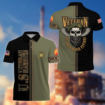 Premium Custom USMC Polo Shirt VPVC205611, Gifts for Marine Veteran, Gifts For Dad, Gifts On Father's Day, Independence Day, Veterans Day.