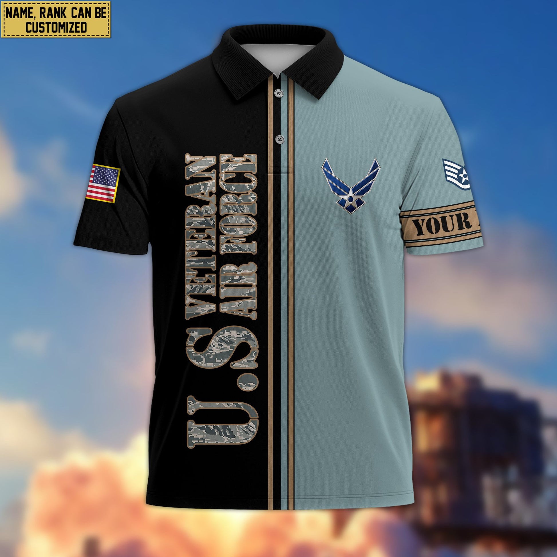 Premium Custom USAF Polo Shirt VPVC205604, Gifts for Air Force Veteran, Gifts For Dad, Gifts On Father's Day, Independence Day, Veterans Day.