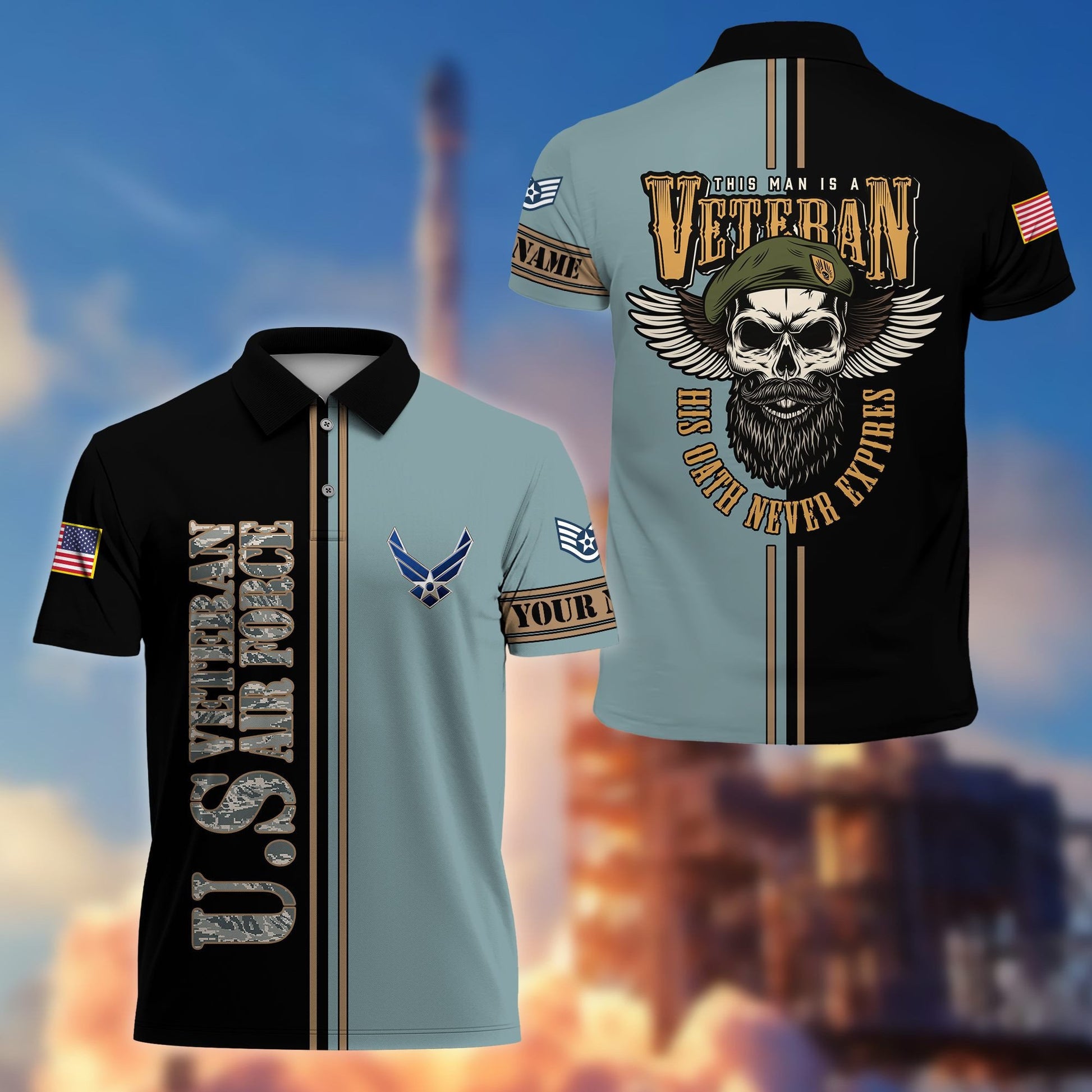 Premium Custom USAF Polo Shirt VPVC205604, Gifts for Air Force Veteran, Gifts For Dad, Gifts On Father's Day, Independence Day, Veterans Day.
