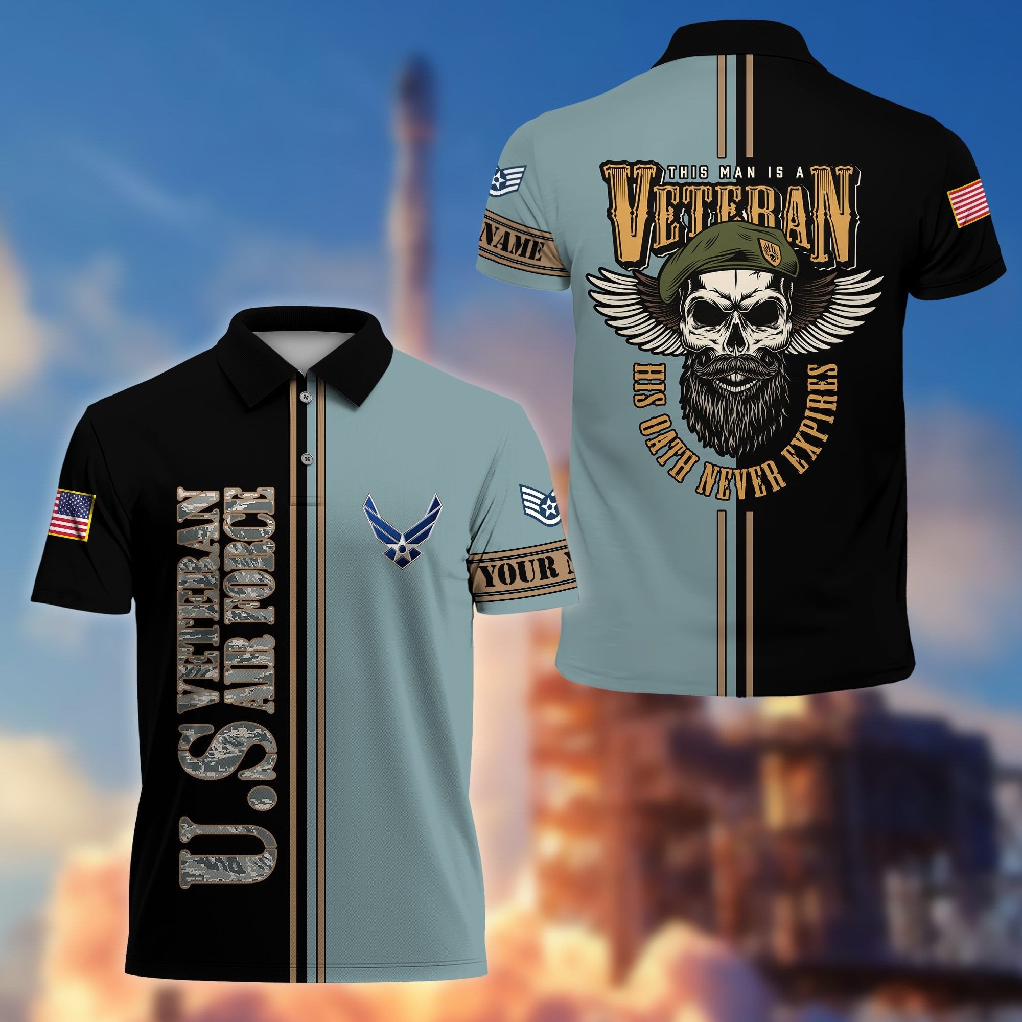 Premium Custom USAF Polo Shirt VPVC205604, Gifts for Air Force Veteran, Gifts For Dad, Gifts On Father's Day, Independence Day, Veterans Day.