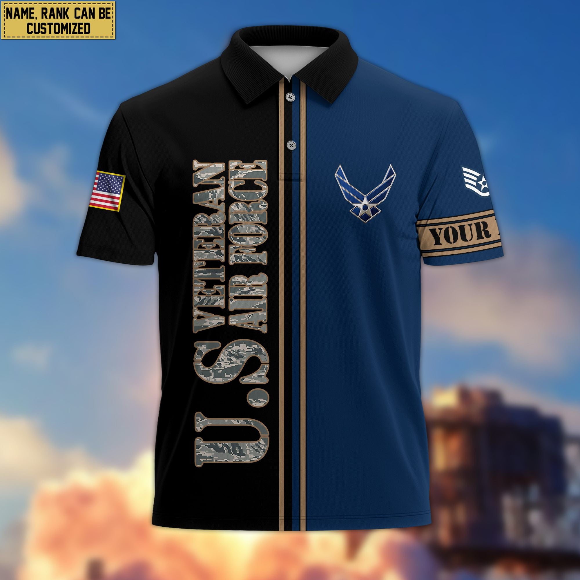 Premium Custom USAF Polo Shirt VPVC205612, Gifts for Air Force Veteran, Gifts For Dad, Gifts On Father's Day, Independence Day, Veterans Day.