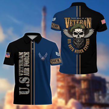 Premium Custom USAF Polo Shirt VPVC205612, Gifts for Air Force Veteran, Gifts For Dad, Gifts On Father's Day, Independence Day, Veterans Day.