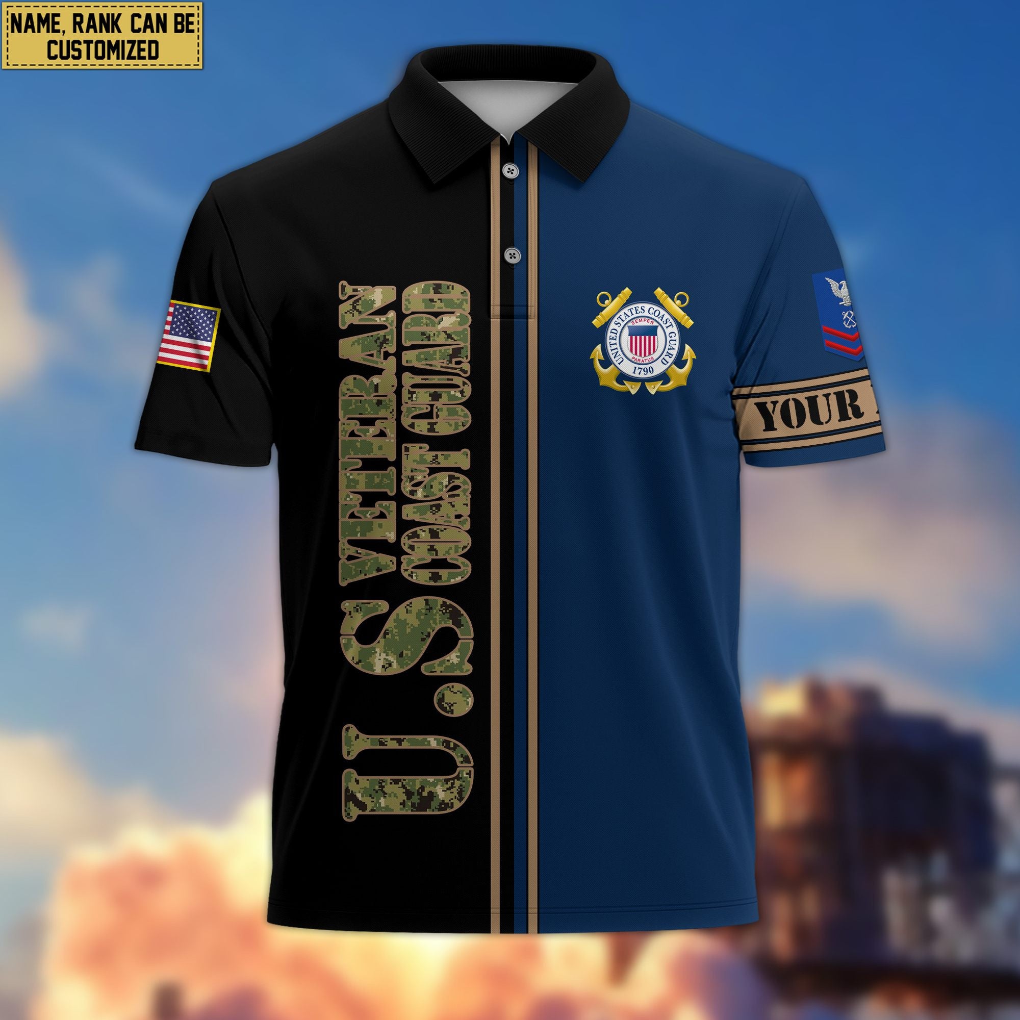 Premium Custom USCG Polo Shirt VPVC205605, Gifts for Coast Guard Veteran, Gifts For Dad, Gifts On Father's Day, Independence Day, Veterans Day.
