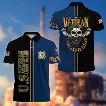 Premium Custom USCG Polo Shirt VPVC205605, Gifts for Coast Guard Veteran, Gifts For Dad, Gifts On Father's Day, Independence Day, Veterans Day.