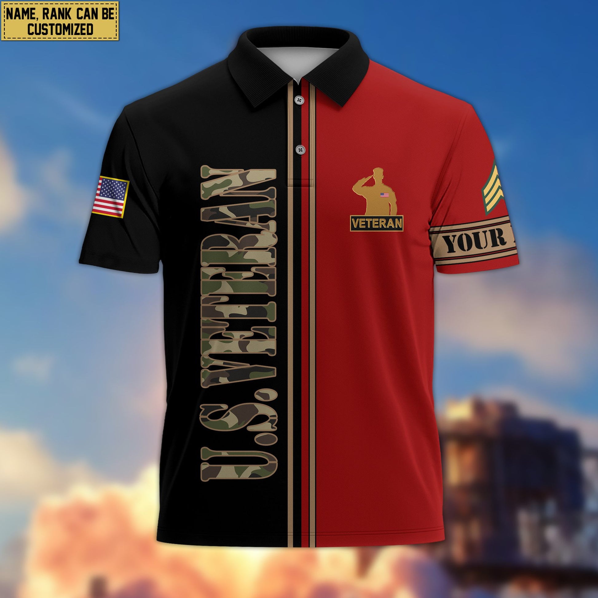 Premium Custom US Veteran Polo Shirt VPVC205607, Gifts for US Veteran, Gifts For Dad, Gifts On Father's Day, Independence Day, Veterans Day.