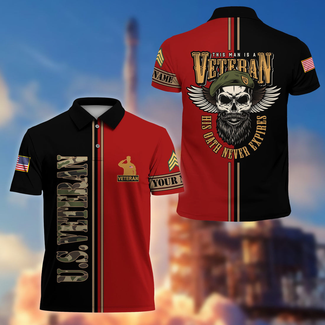 Premium Custom US Veteran Polo Shirt VPVC205607, Gifts for US Veteran, Gifts For Dad, Gifts On Father's Day, Independence Day, Veterans Day.
