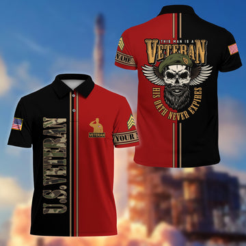 Premium Custom US Veteran Polo Shirt VPVC205607, Gifts for US Veteran, Gifts For Dad, Gifts On Father's Day, Independence Day, Veterans Day.
