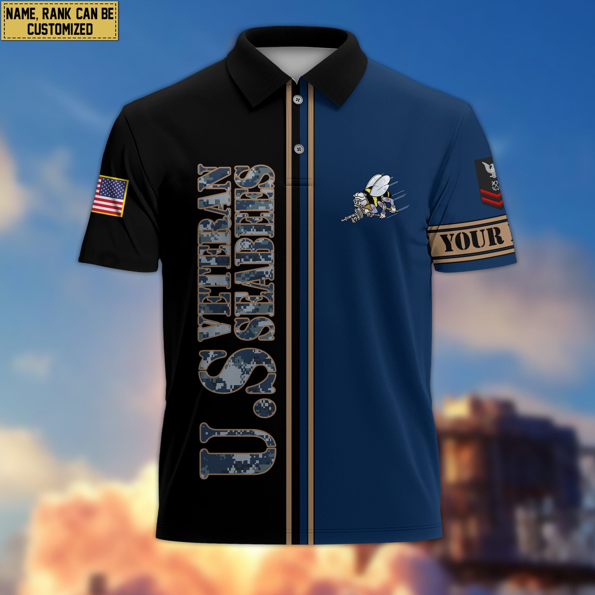 Premium Custom US Seabees Veteran Polo Shirt VPVC205609, Gifts for Seabees Veteran, Gifts For Dad, Gifts On Father's Day, Independence Day, Veterans Day.