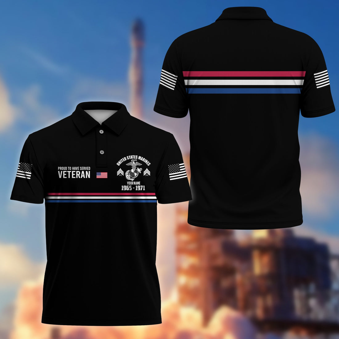 Premium USMC Polo Shirt VPVC205803, Custom Name, Rank, Year, Gifts for Marine Veteran, Gifts For Dad, Gifts On Father's Day, Independence Day, Veterans Day.