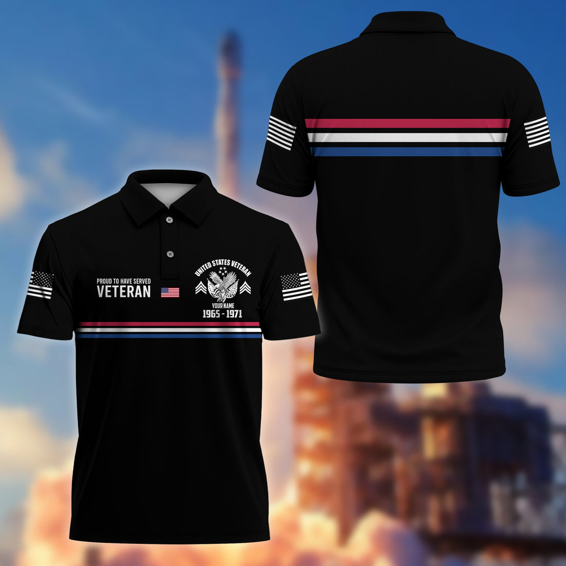 Premium US Veteran Polo Shirt VPVC205807, Custom Name, Rank, Year, Gifts for US Veteran, Gifts For Dad, Gifts On Father's Day, Independence Day, Veterans Day.