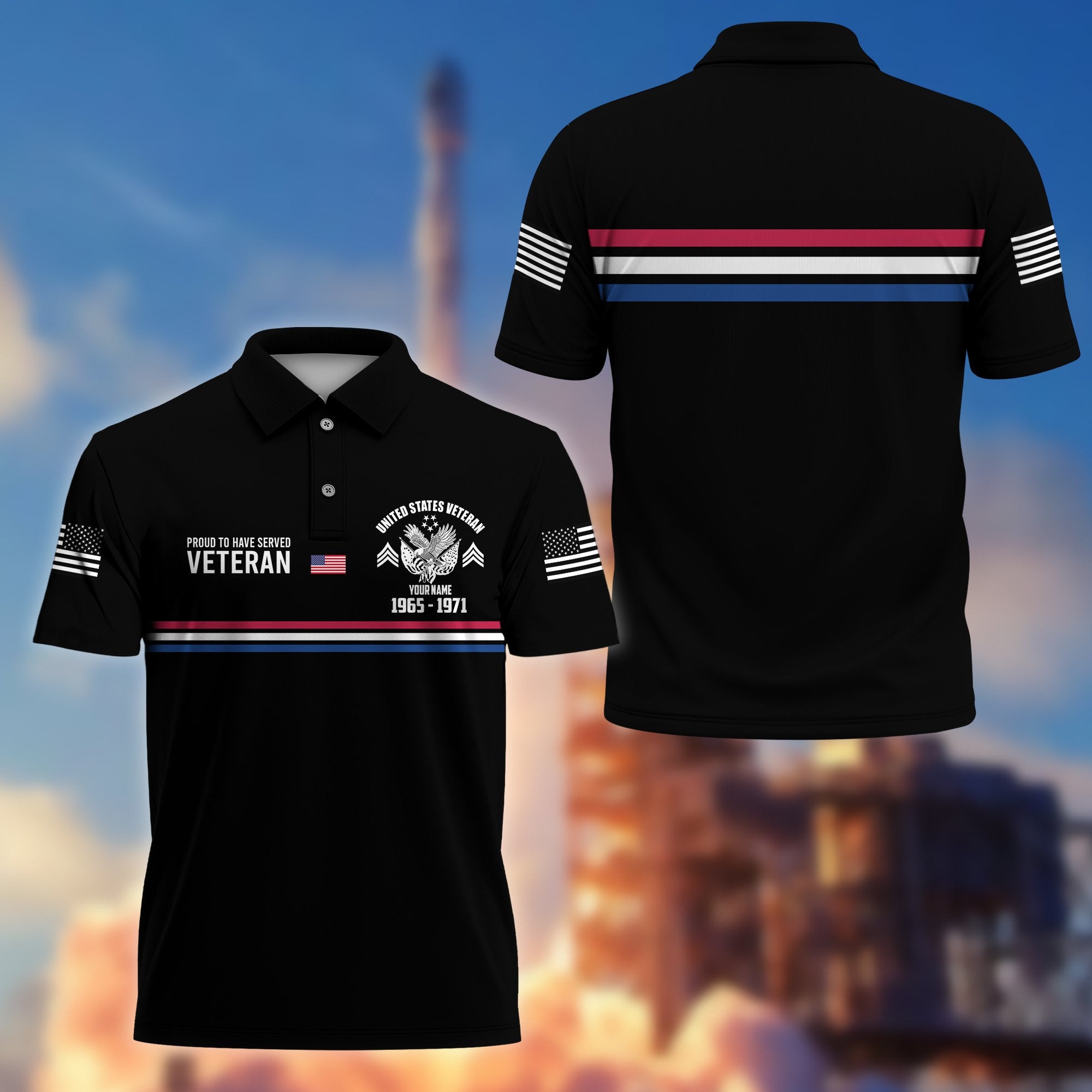 Premium US Veteran Polo Shirt VPVC205807, Custom Name, Rank, Year, Gifts for US Veteran, Gifts For Dad, Gifts On Father's Day, Independence Day, Veterans Day.