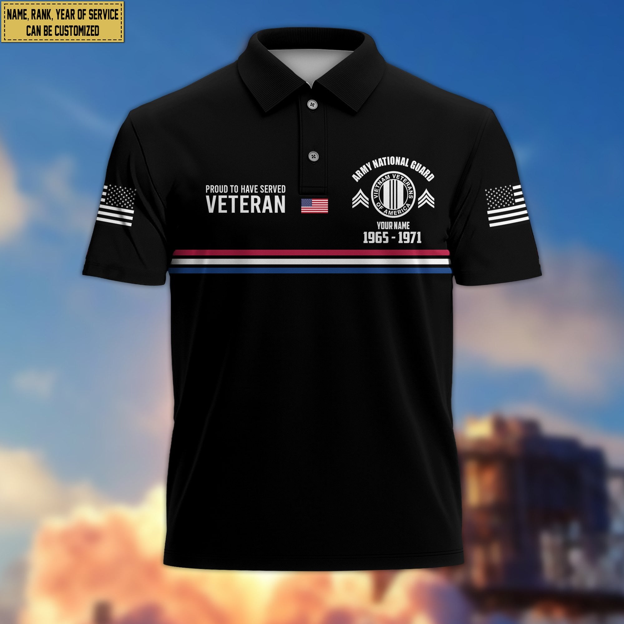 Premium Army National Guard Veteran Polo Shirt VPVC205808, Custom Name, Rank, Year, Gifts for Army National Guard Veteran, Gifts For Dad, Gifts On Father's Day, Independence Day, Veterans Day.