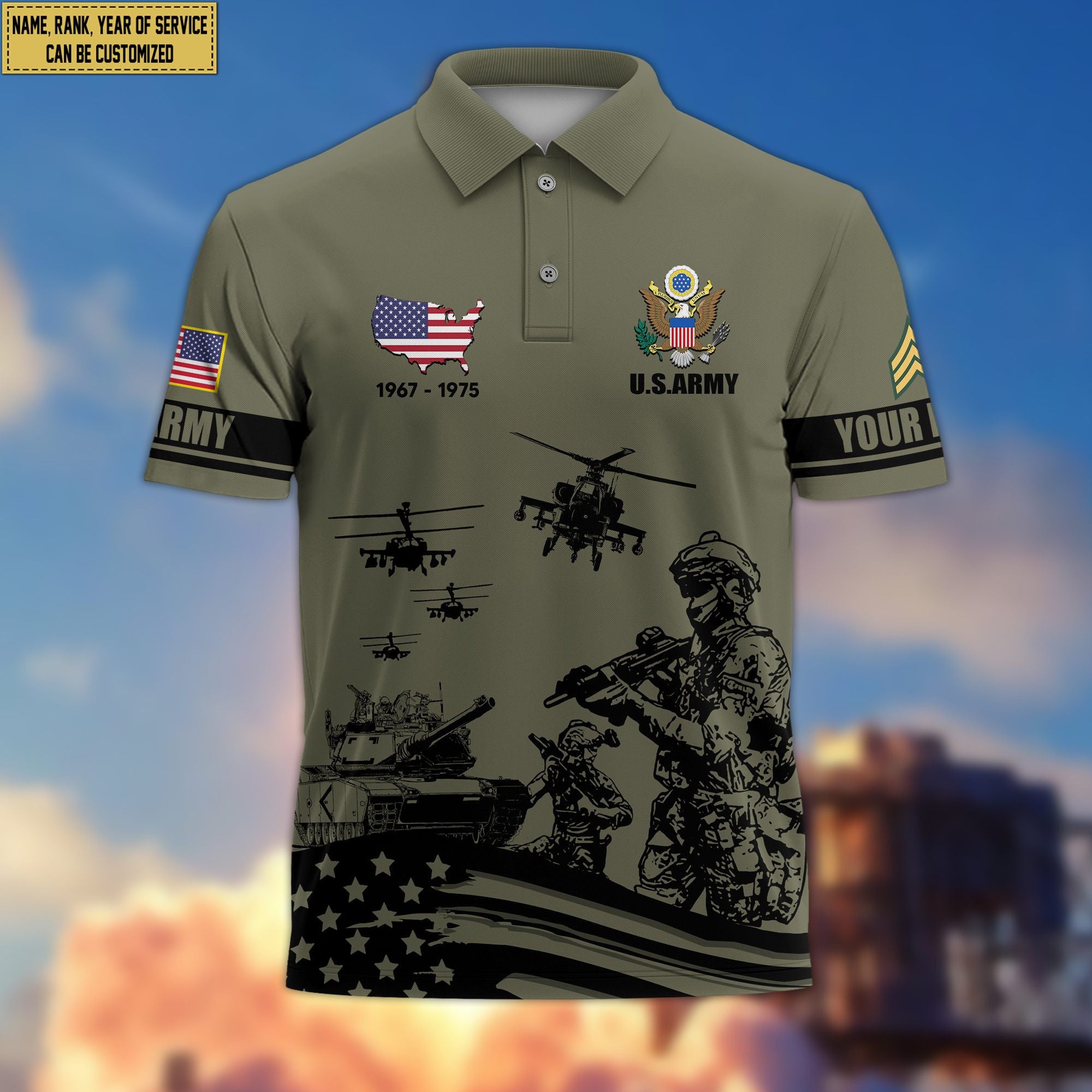 Premium Custom US Army Polo Shirt VPVC205901, Gifts for Army Veteran, Gifts For Dad, Gifts On Father's Day, Independence Day, Veterans Day.