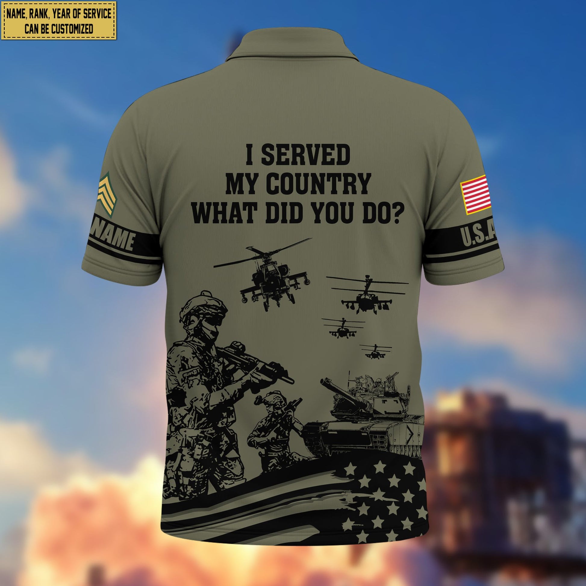 Premium Custom US Army Polo Shirt VPVC205901, Gifts for Army Veteran, Gifts For Dad, Gifts On Father's Day, Independence Day, Veterans Day.