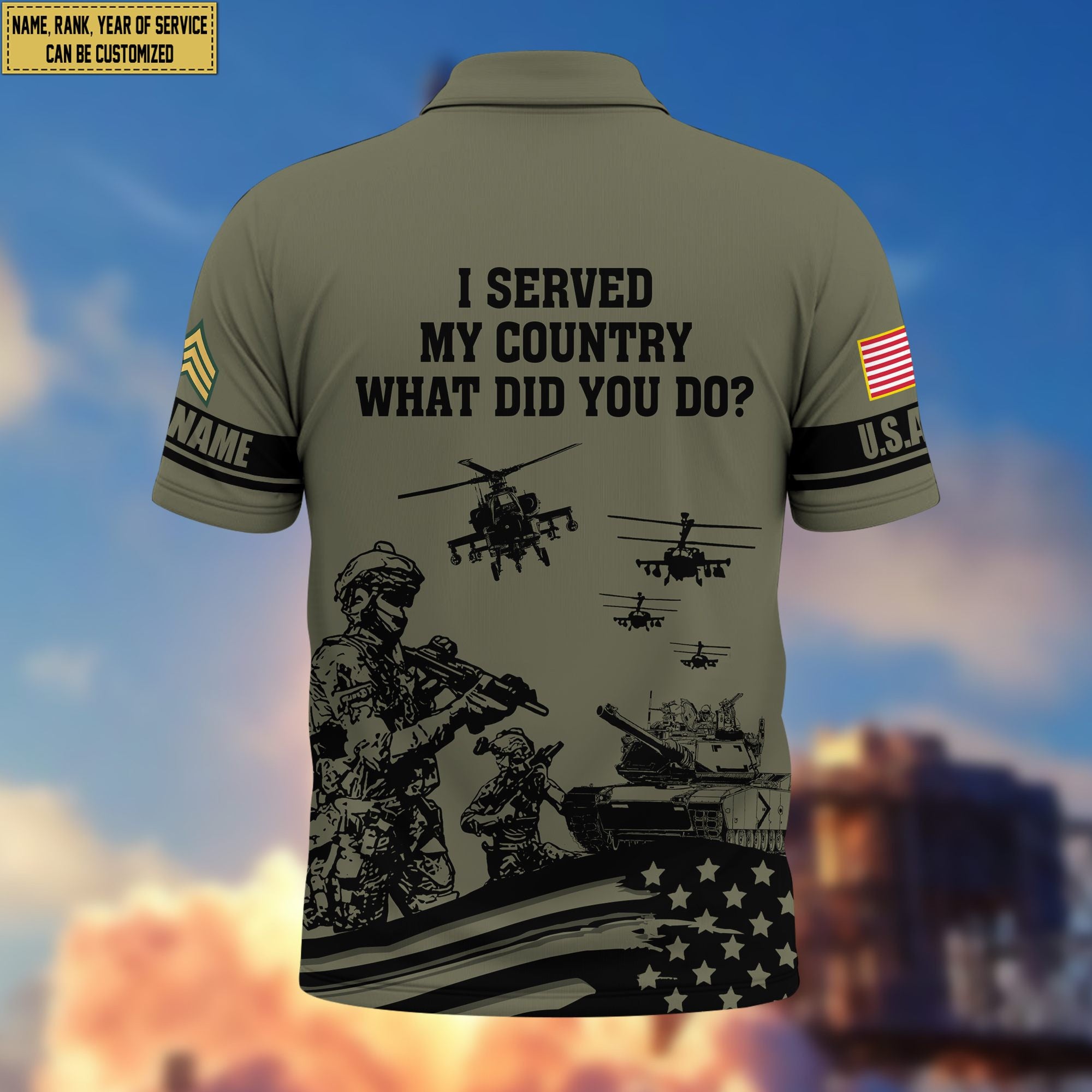 Premium Custom US Army Polo Shirt VPVC205901, Gifts for Army Veteran, Gifts For Dad, Gifts On Father's Day, Independence Day, Veterans Day.