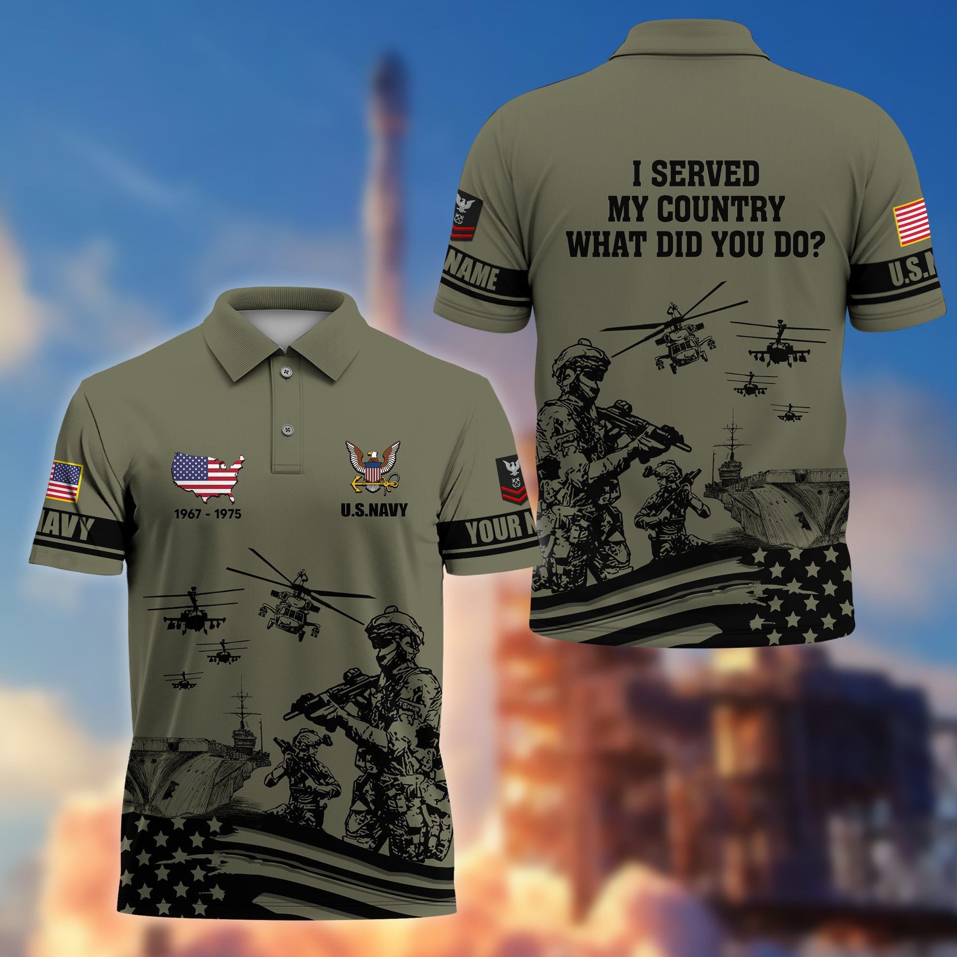 Premium Custom US Navy Polo Shirt VPVC205902, Gifts for Navy Veteran, Gifts For Dad, Gifts On Father's Day, Independence Day, Veterans Day.