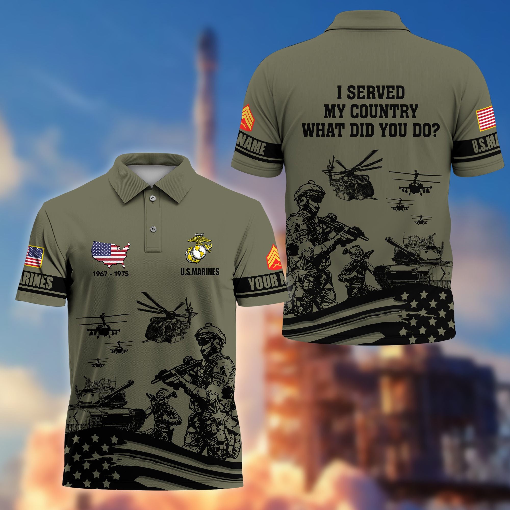 Premium Custom USMC Polo Shirt VPVC205903, Gifts for Marine Veteran, Gifts For Dad, Gifts On Father's Day, Independence Day, Veterans Day.