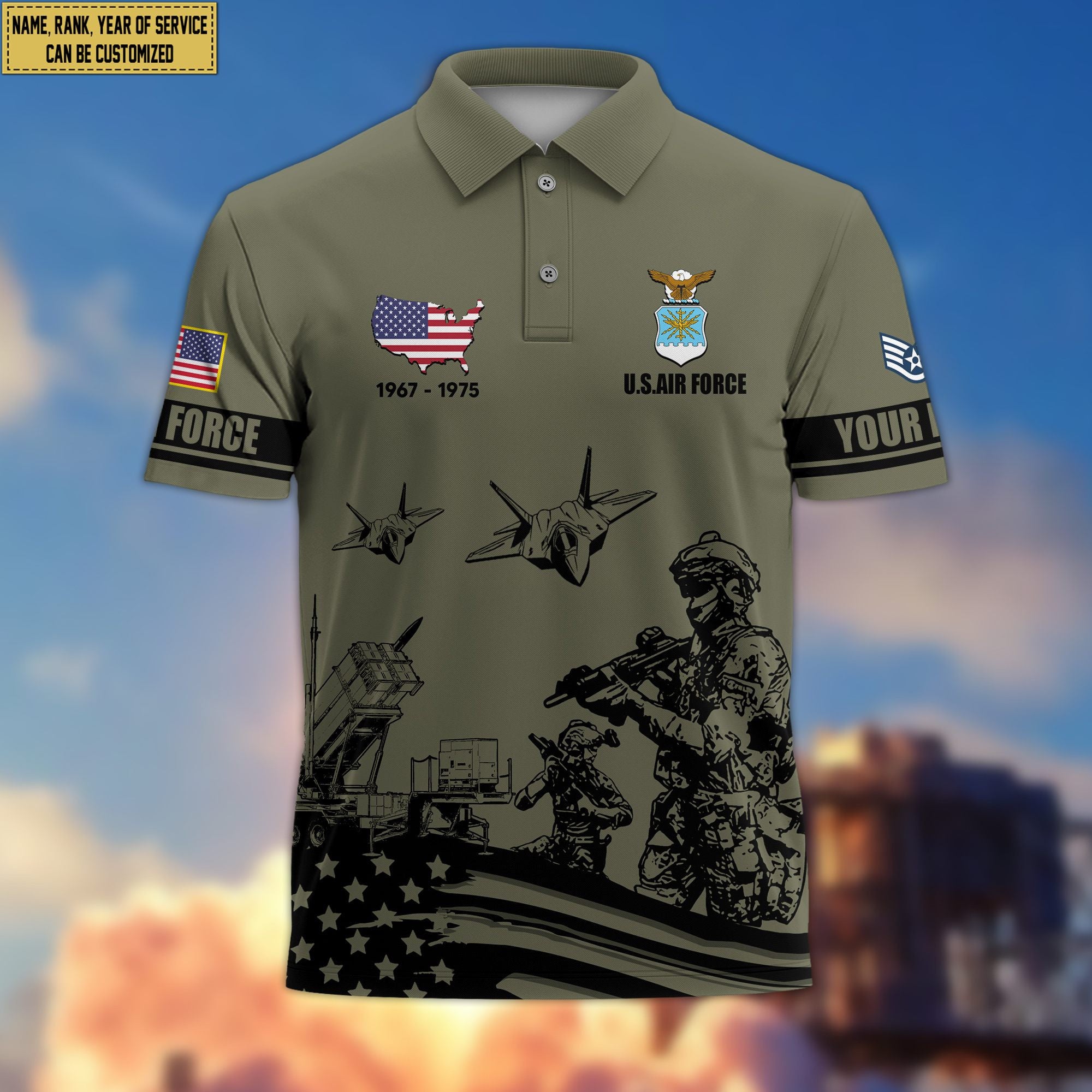 Premium Custom USAF Polo Shirt VPVC205904, Gifts for Air Force Veteran, Gifts For Dad, Gifts On Father's Day, Independence Day, Veterans Day.
