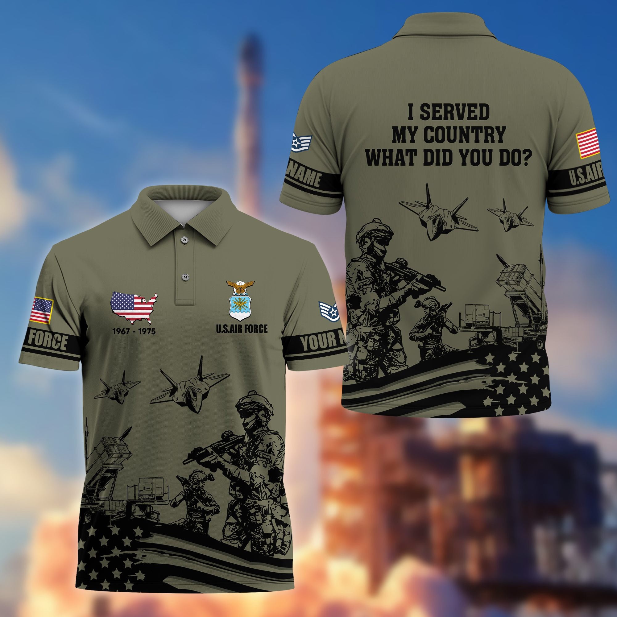 Premium Custom USAF Polo Shirt VPVC205904, Gifts for Air Force Veteran, Gifts For Dad, Gifts On Father's Day, Independence Day, Veterans Day.