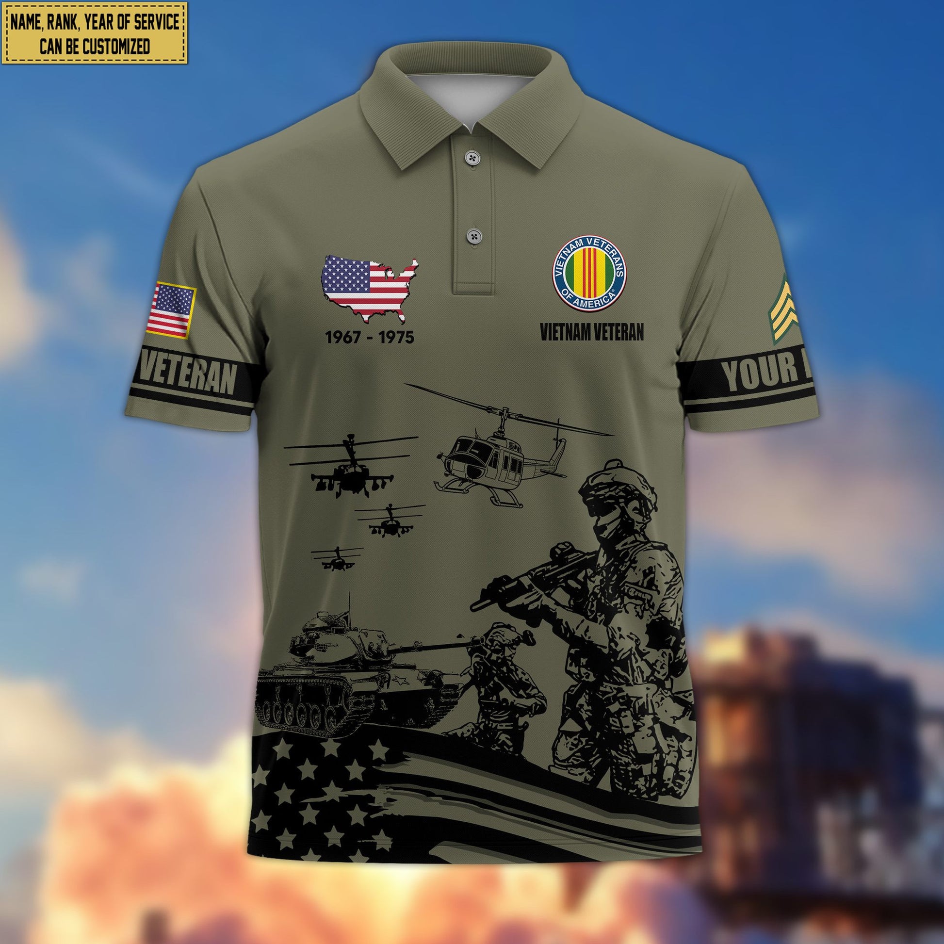 Premium Custom Vietnam Veteran Polo Shirt VPVC205906, Gifts for Vietnam Veteran, Gifts For Dad, Gifts On Father's Day, Independence Day, Veterans Day.