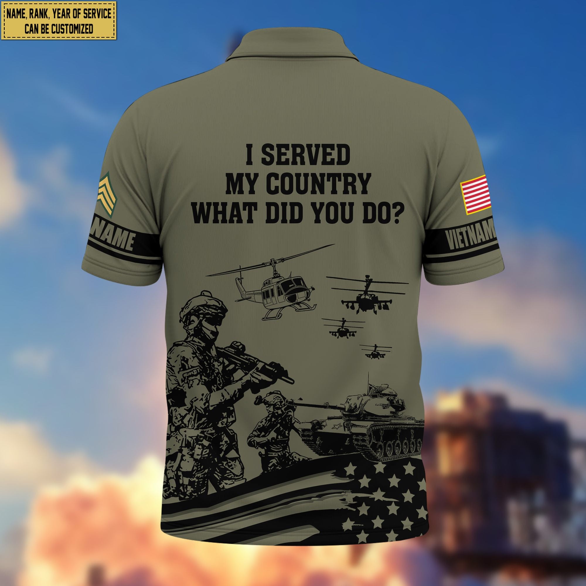 Premium Custom Vietnam Veteran Polo Shirt VPVC205906, Gifts for Vietnam Veteran, Gifts For Dad, Gifts On Father's Day, Independence Day, Veterans Day.