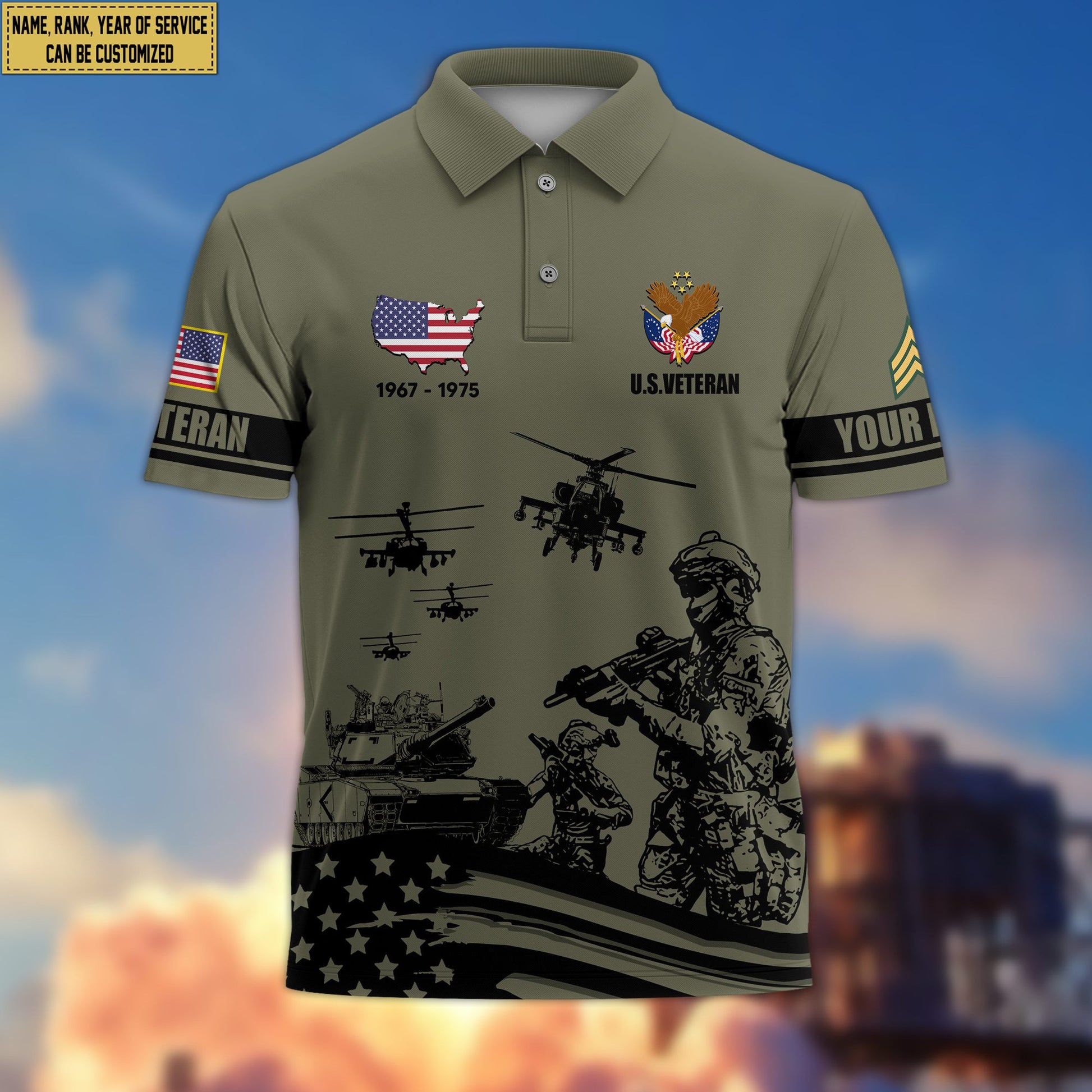 Premium Custom US Veteran Polo Shirt VPVC205907, Gifts for US Veteran, Gifts For Dad, Gifts On Father's Day, Independence Day, Veterans Day.