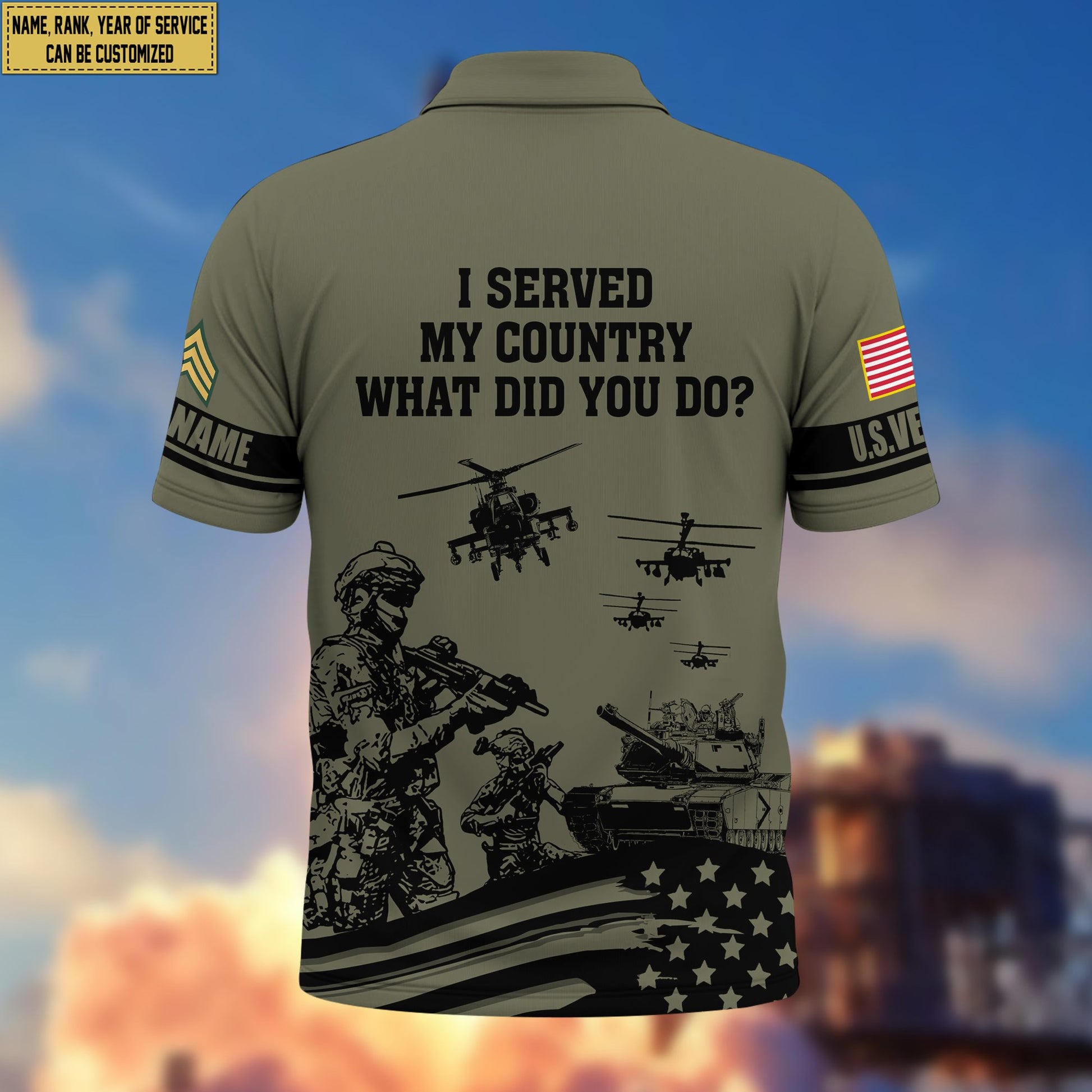 Premium Custom US Veteran Polo Shirt VPVC205907, Gifts for US Veteran, Gifts For Dad, Gifts On Father's Day, Independence Day, Veterans Day.
