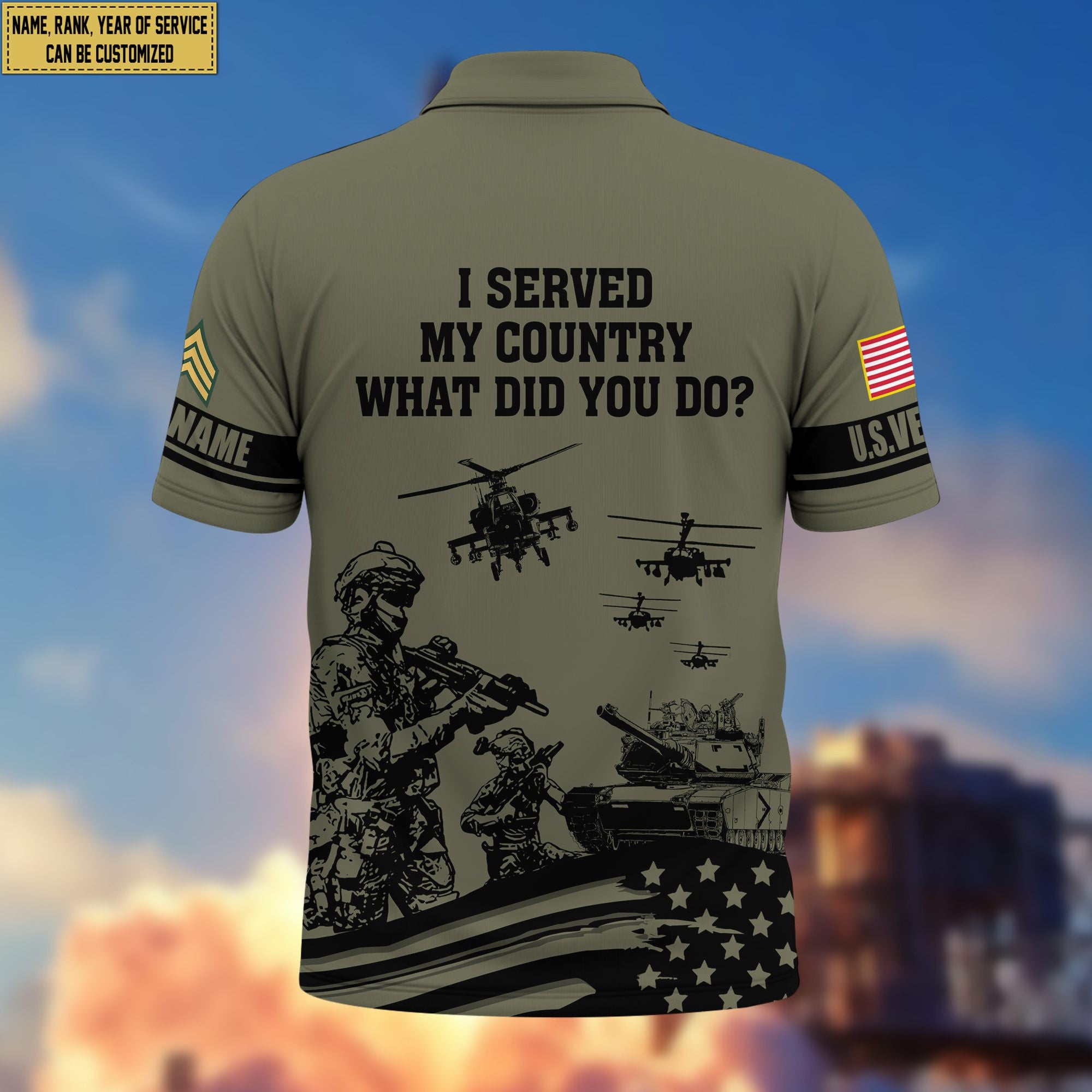Premium Custom US Veteran Polo Shirt VPVC205907, Gifts for US Veteran, Gifts For Dad, Gifts On Father's Day, Independence Day, Veterans Day.