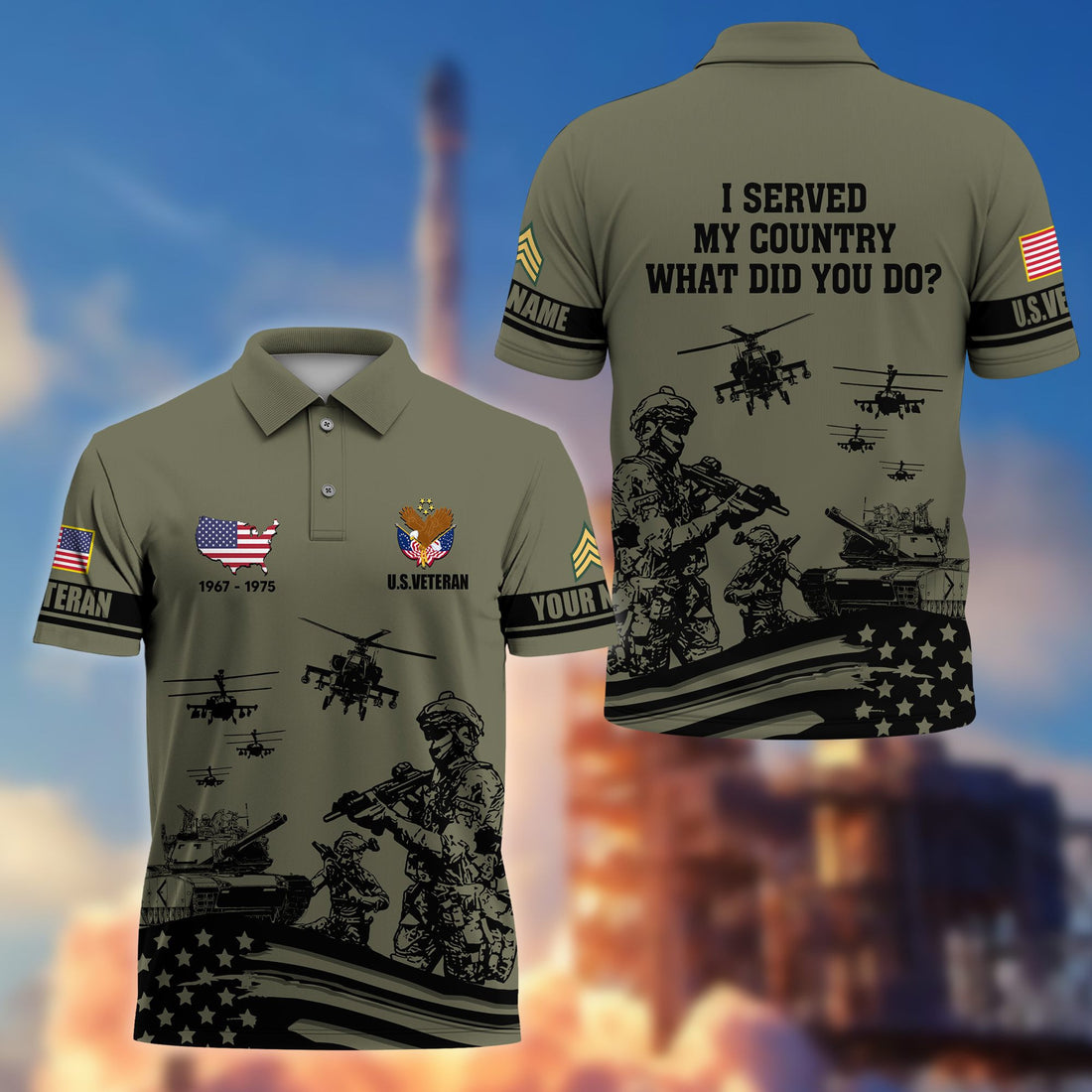Premium Custom US Veteran Polo Shirt VPVC205907, Gifts for US Veteran, Gifts For Dad, Gifts On Father's Day, Independence Day, Veterans Day.