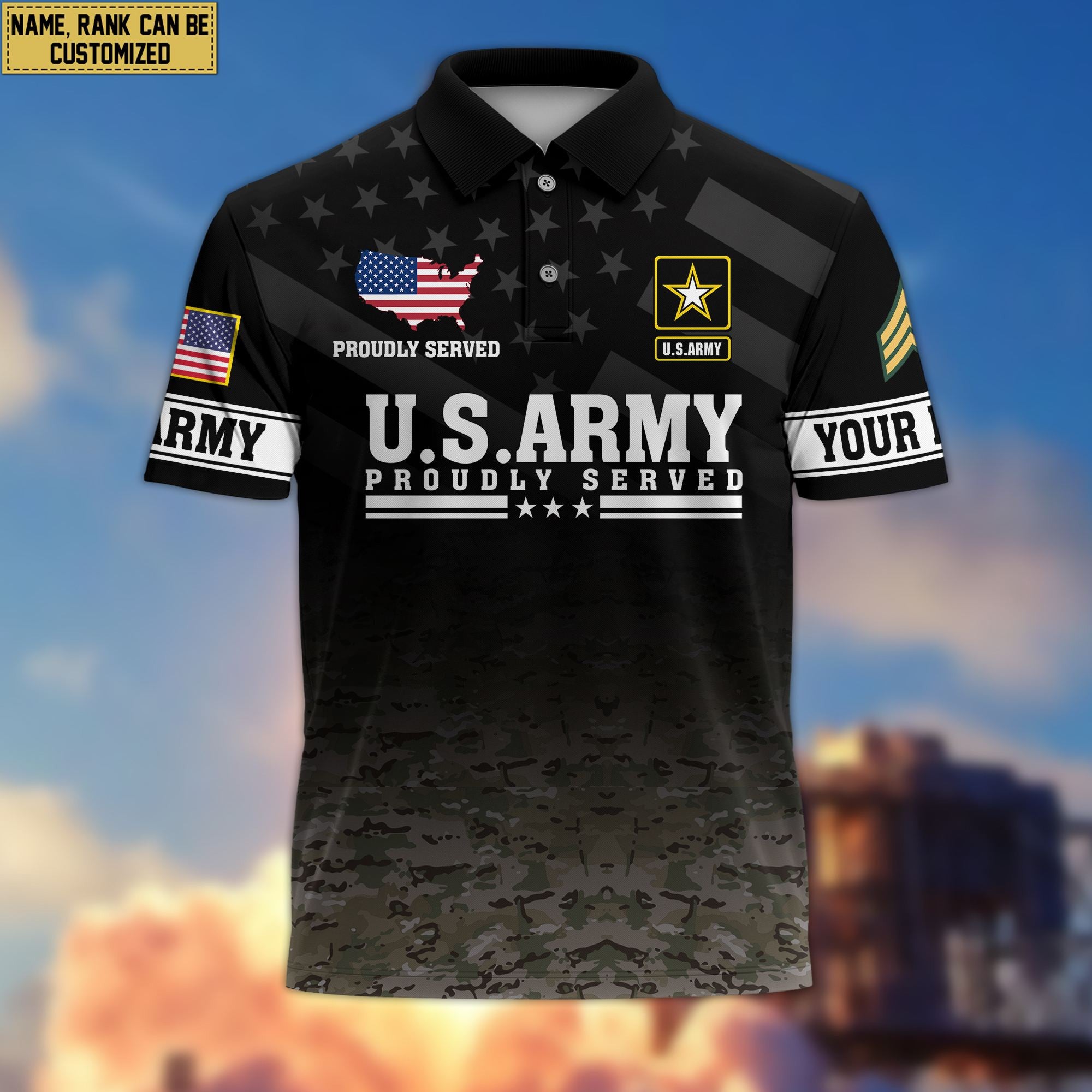 Premium Custom US Army Polo Shirt VPVC206001, Gifts for Army Veteran, Gifts For Dad, Gifts On Father's Day, Independence Day, Veterans Day.