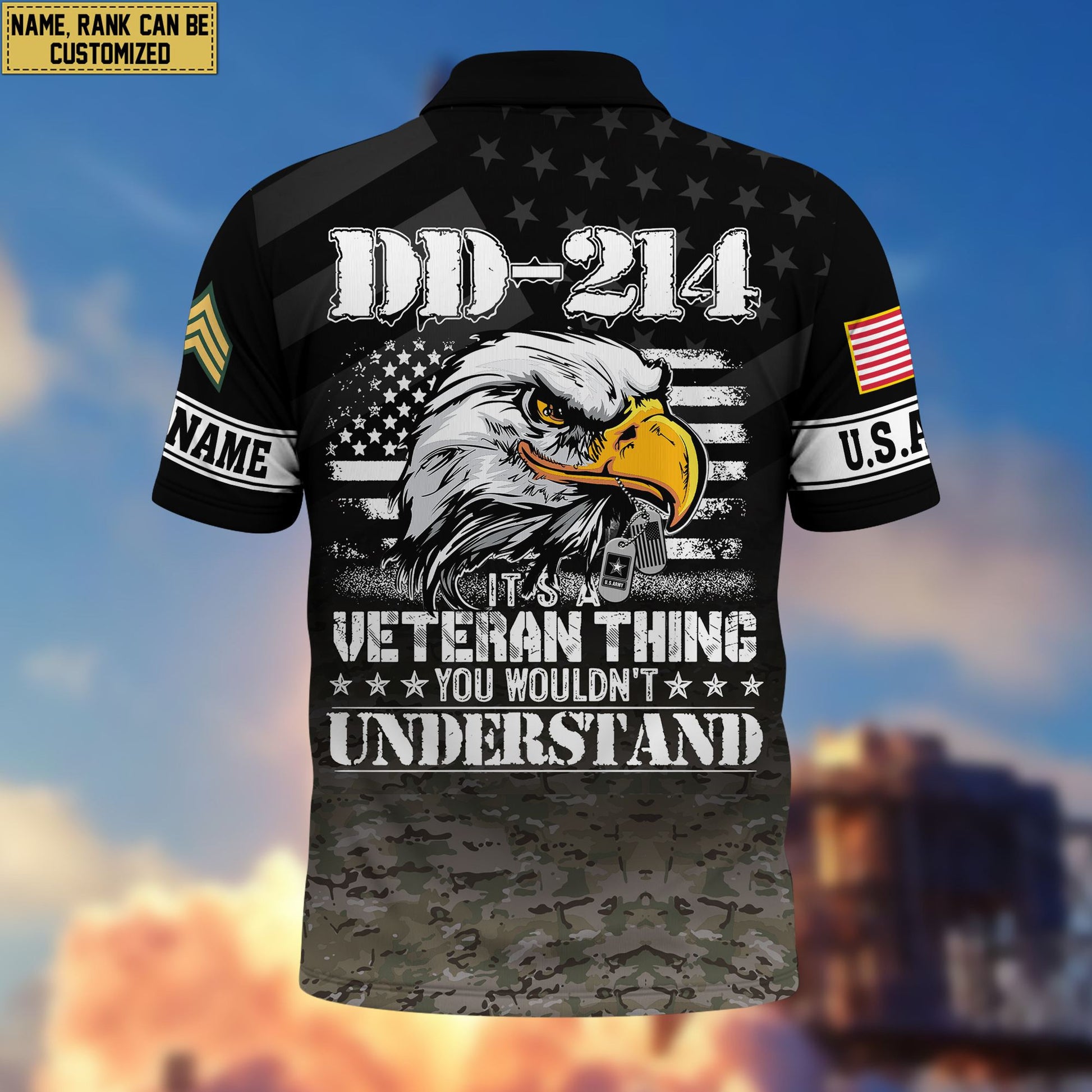 Premium Custom US Army Polo Shirt VPVC206001, Gifts for Army Veteran, Gifts For Dad, Gifts On Father's Day, Independence Day, Veterans Day.
