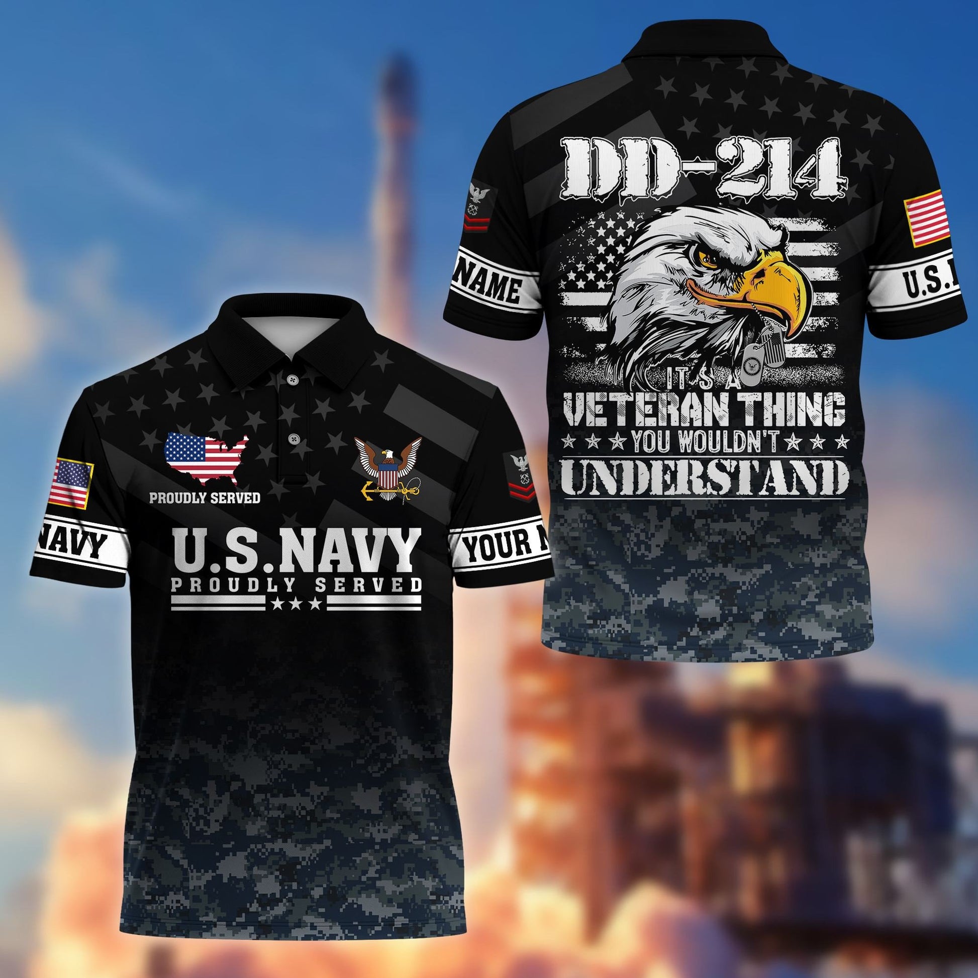 Premium Custom US Navy Polo Shirt VPVC206002, Gifts for Navy Veteran, Gifts For Dad, Gifts On Father's Day, Independence Day, Veterans Day.