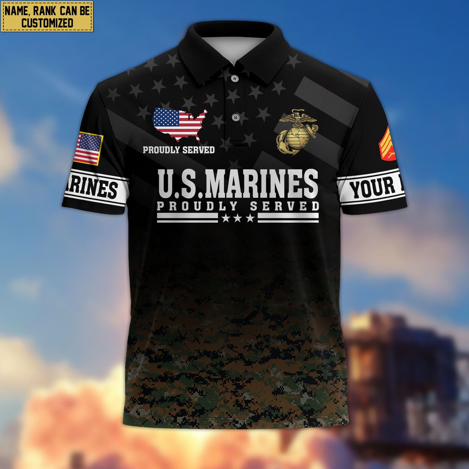 Premium Custom USMC Polo Shirt VPVC206003, Gifts for Marine Veteran, Gifts For Dad, Gifts On Father's Day, Independence Day, Veterans Day.