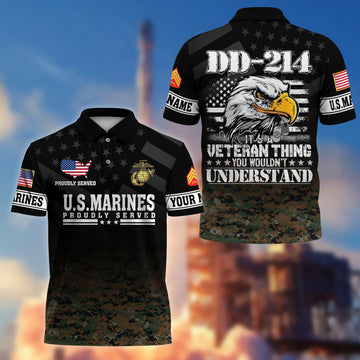 Premium Custom USMC Polo Shirt VPVC206003, Gifts for Marine Veteran, Gifts For Dad, Gifts On Father's Day, Independence Day, Veterans Day.