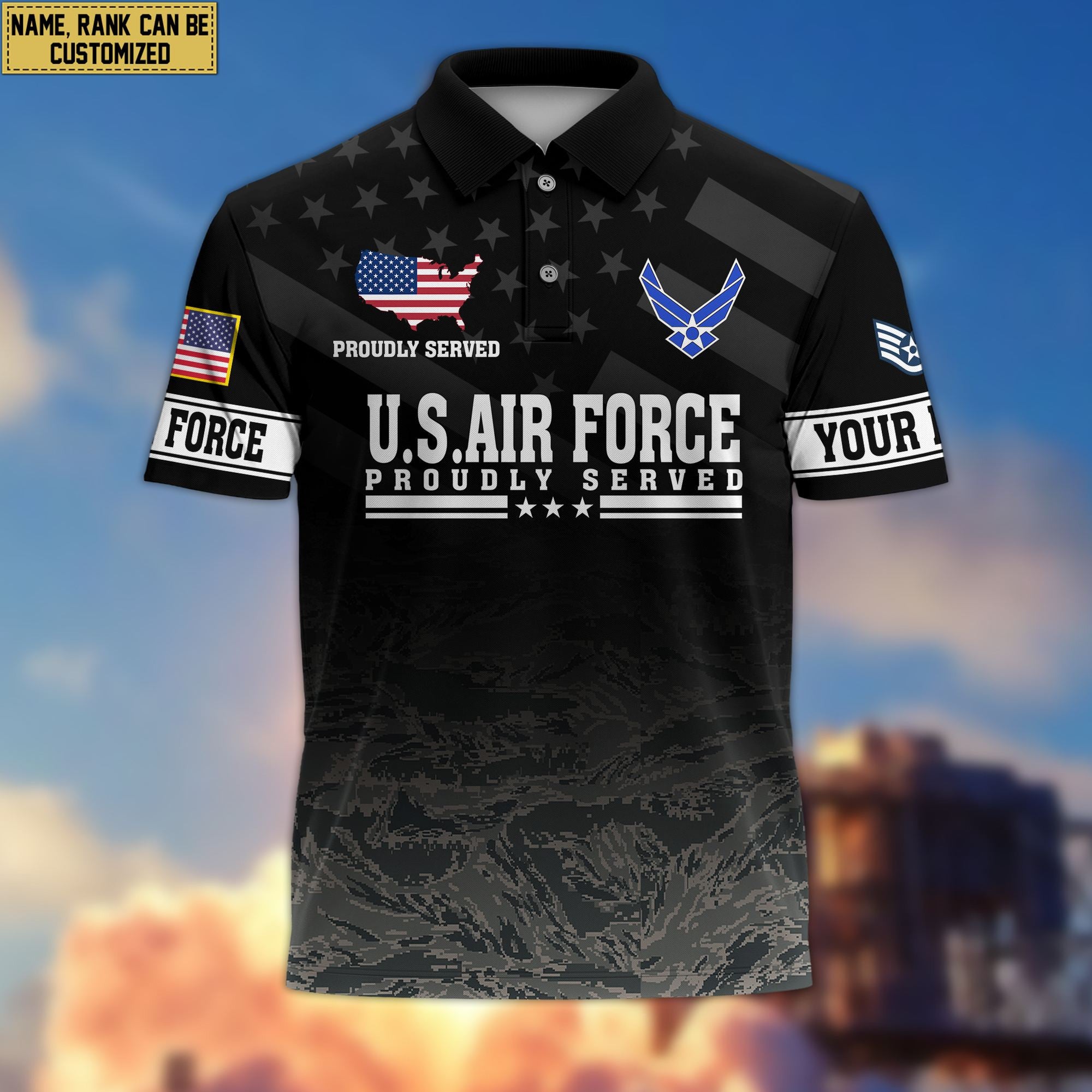 Premium Custom USAF Polo Shirt VPVC206004, Gifts for Air Force Veteran, Gifts For Dad, Gifts On Father's Day, Independence Day, Veterans Day.