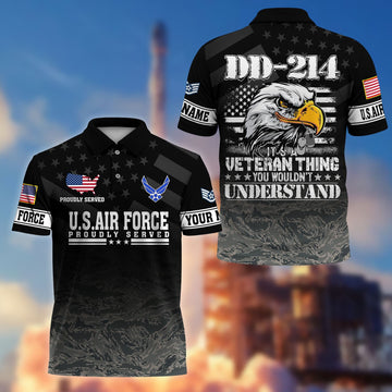 Premium Custom USAF Polo Shirt VPVC206004, Gifts for Air Force Veteran, Gifts For Dad, Gifts On Father's Day, Independence Day, Veterans Day.