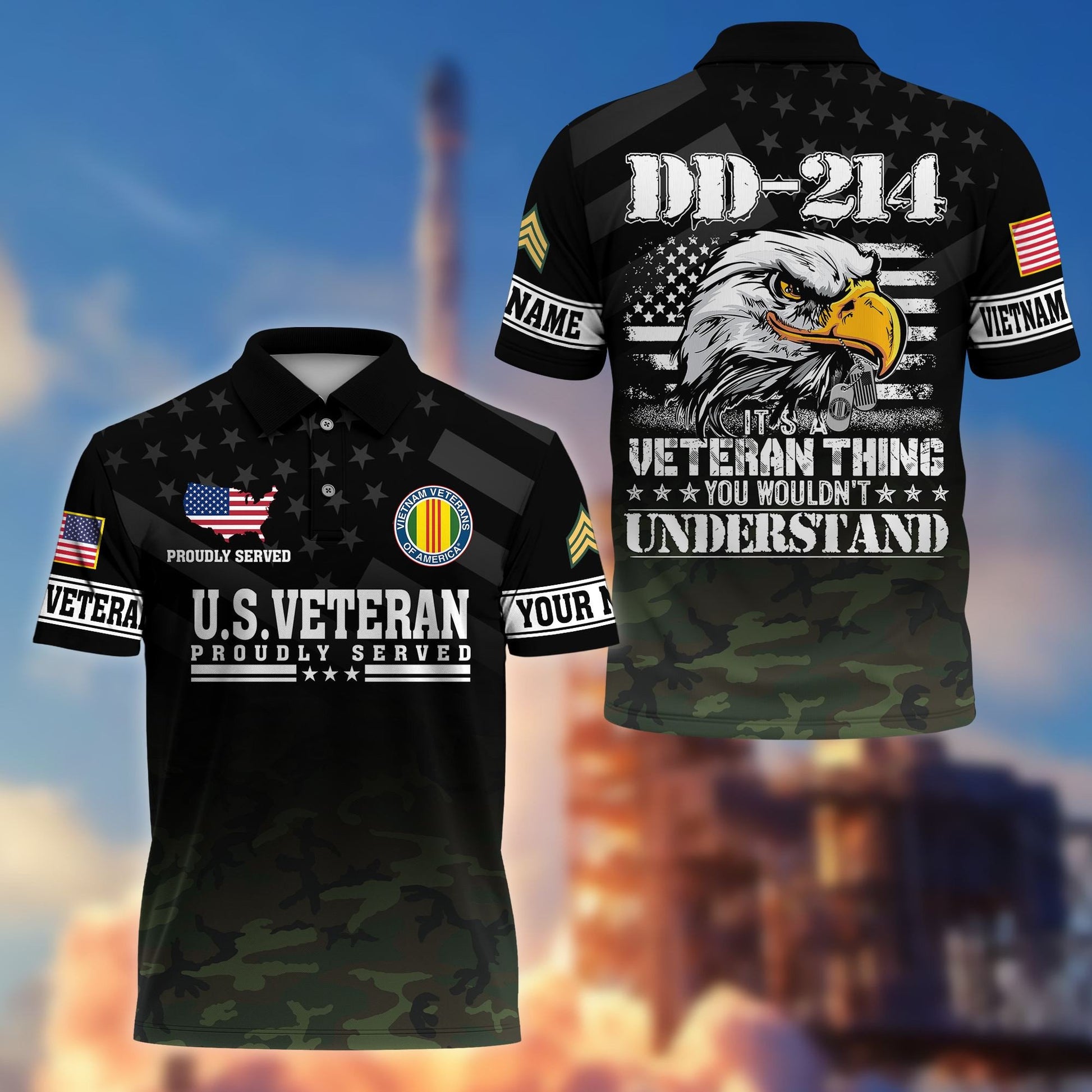 Premium Custom Vietnam Veteran Polo Shirt VPVC206006, Gifts for Vietnam Veteran, Gifts For Dad, Gifts On Father's Day, Independence Day, Veterans Day.