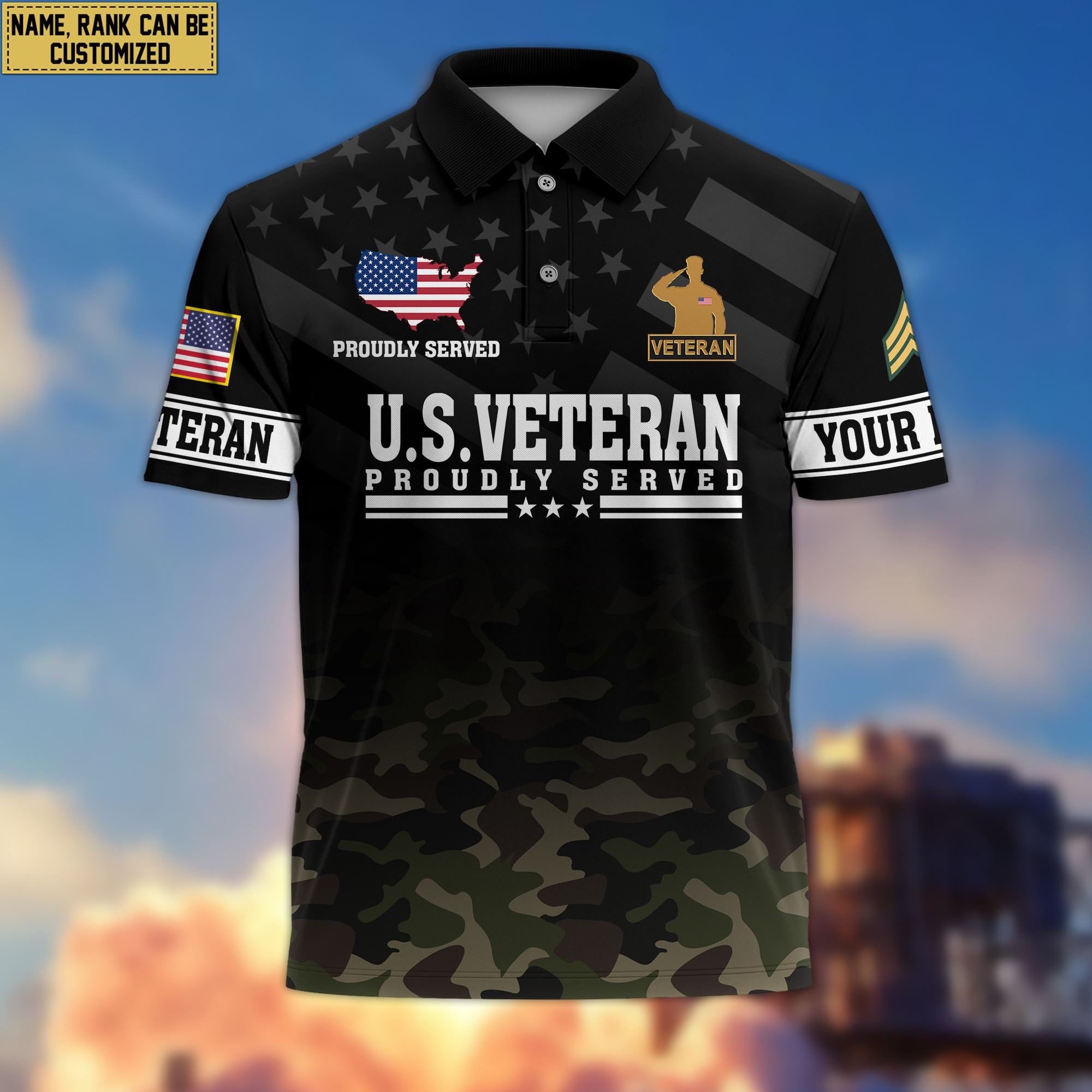 Premium Custom US Veteran Polo Shirt VPVC206007, Gifts for US Veteran, Gifts For Dad, Gifts On Father's Day, Independence Day, Veterans Day.