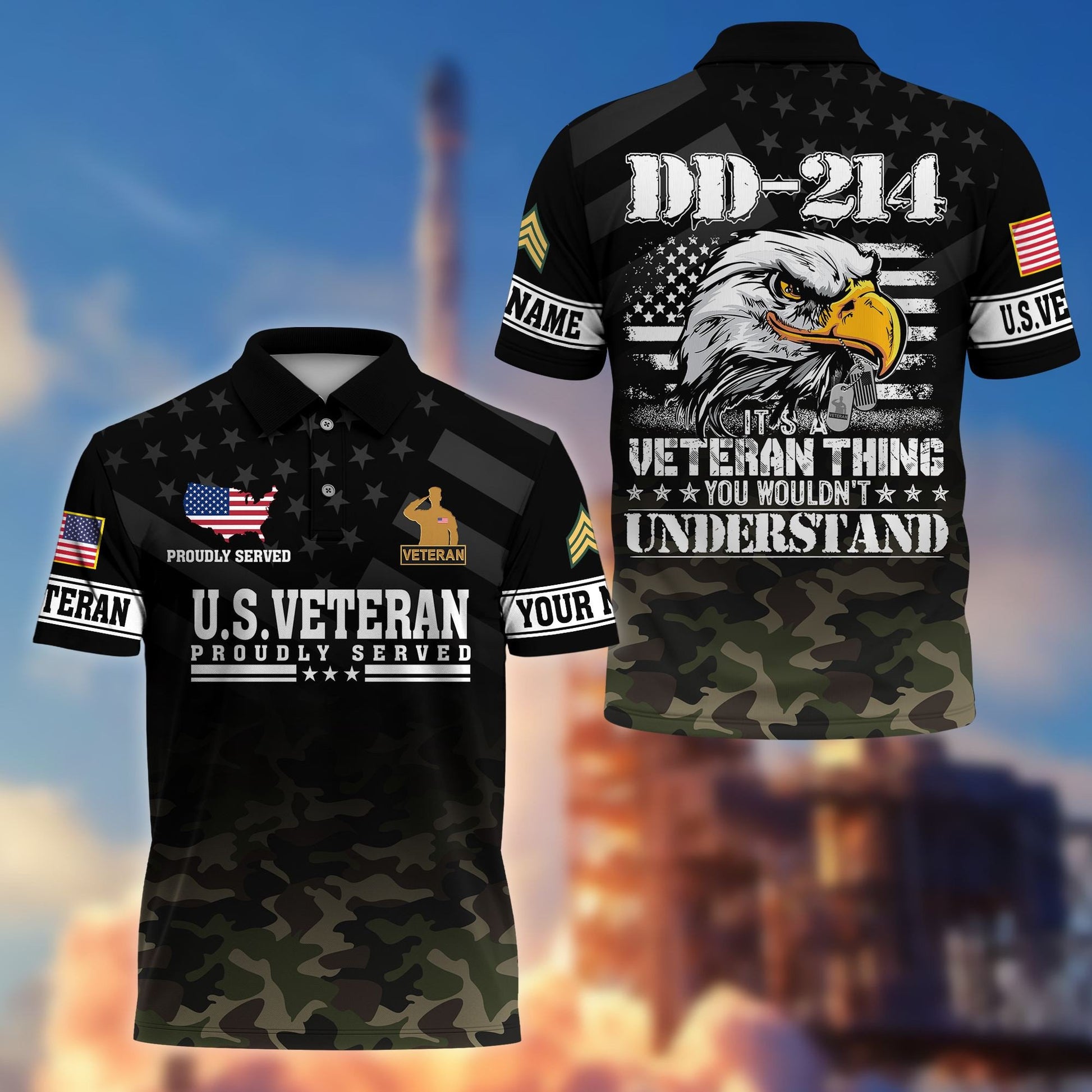 Premium Custom US Veteran Polo Shirt VPVC206007, Gifts for US Veteran, Gifts For Dad, Gifts On Father's Day, Independence Day, Veterans Day.