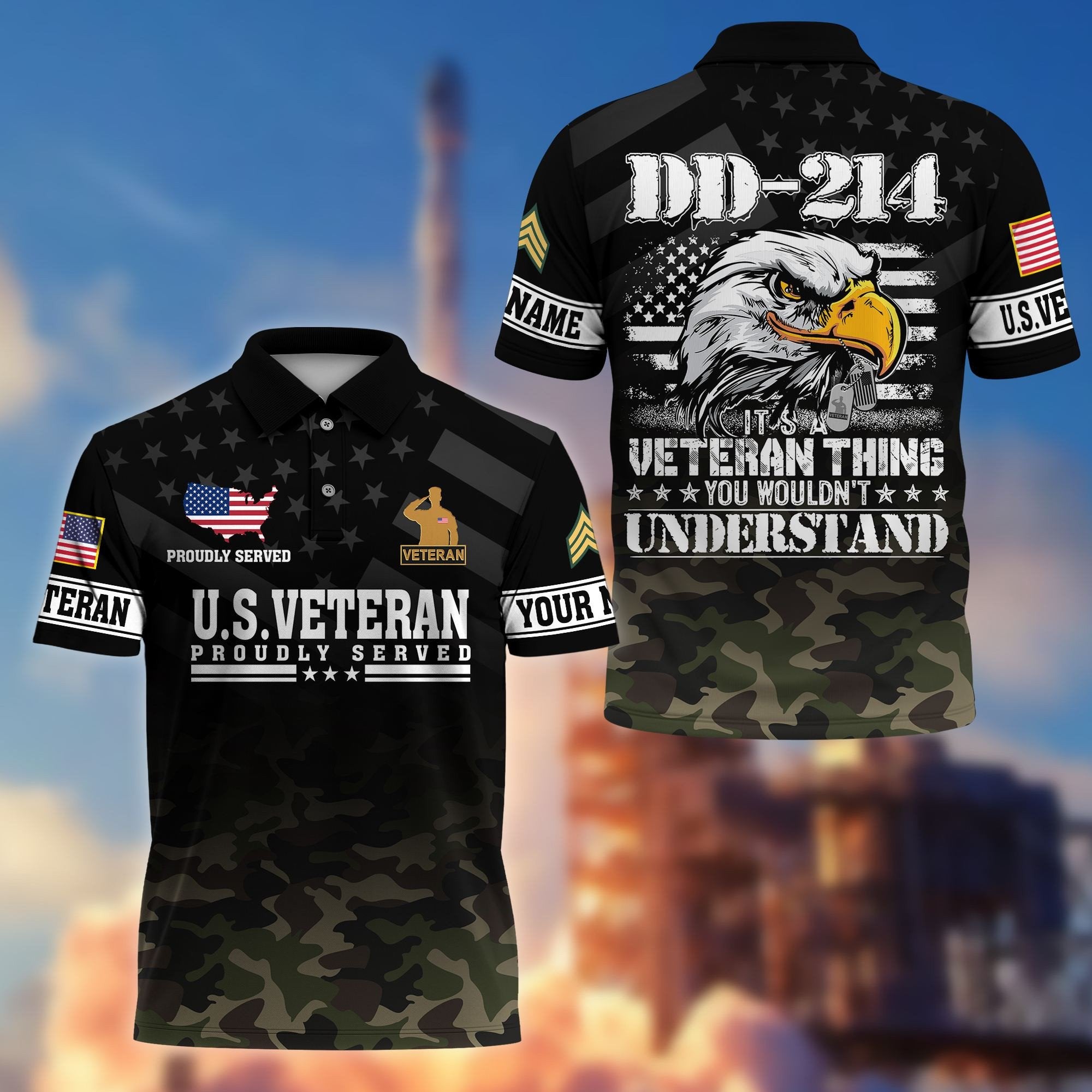 Premium Custom US Veteran Polo Shirt VPVC206007, Gifts for US Veteran, Gifts For Dad, Gifts On Father's Day, Independence Day, Veterans Day.