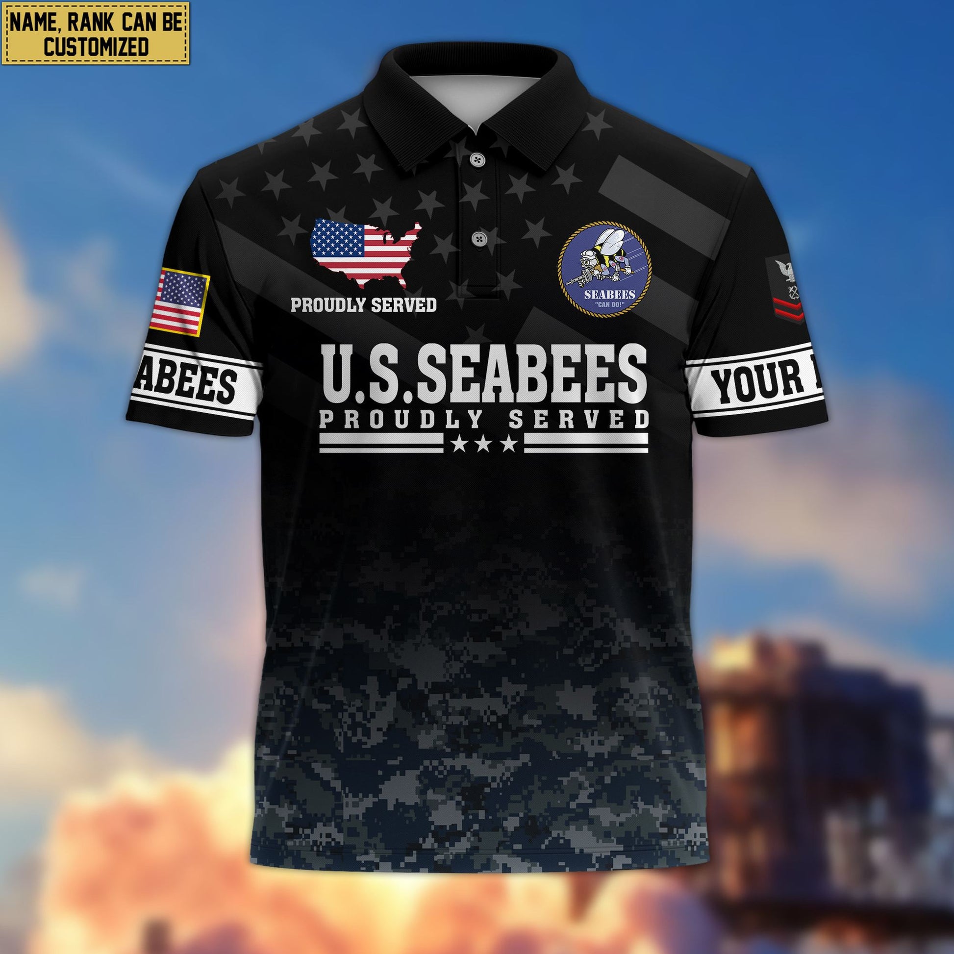 Premium Custom US Seabees Veteran Polo Shirt VPVC206009, Gifts for Seabees Veteran, Gifts For Dad, Gifts On Father's Day, Independence Day, Veterans Day.