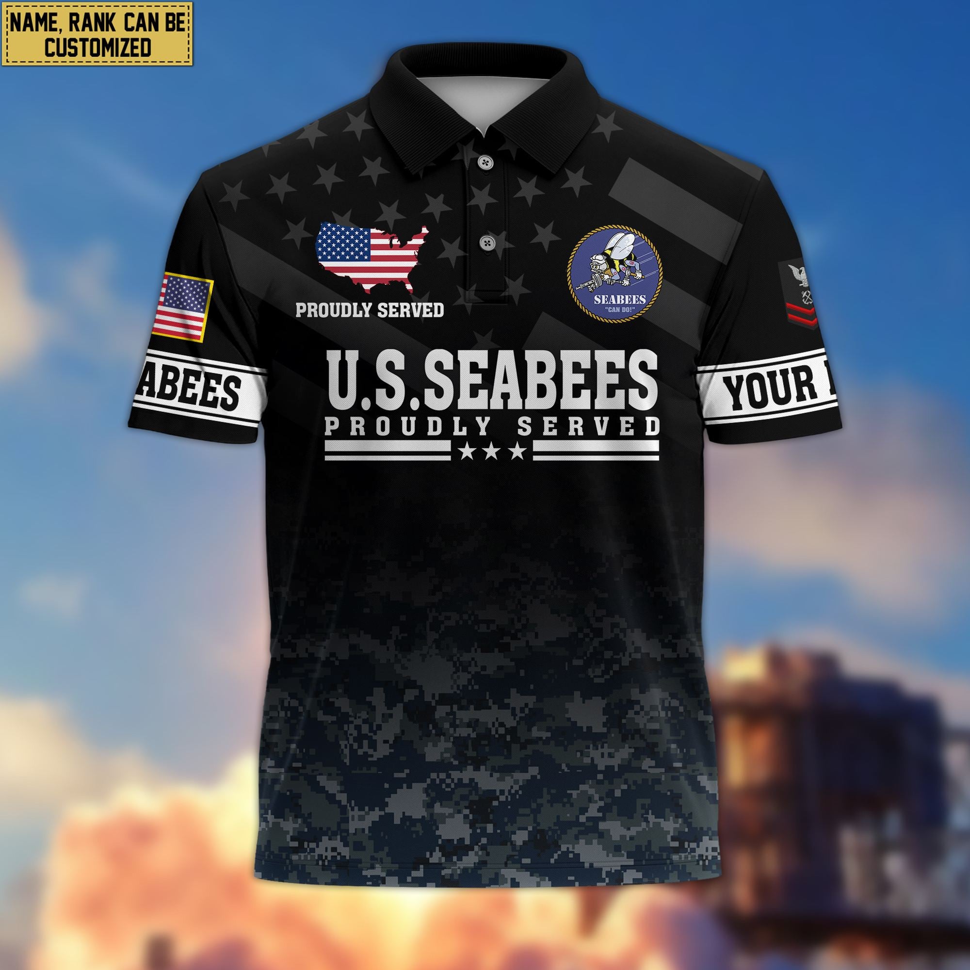Premium Custom US Seabees Veteran Polo Shirt VPVC206009, Gifts for Seabees Veteran, Gifts For Dad, Gifts On Father's Day, Independence Day, Veterans Day.