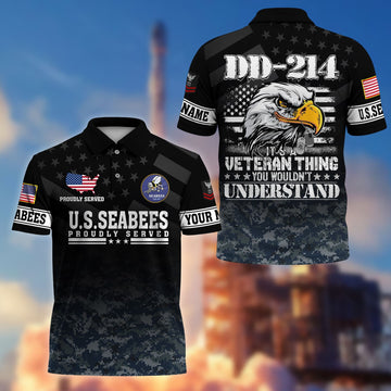 Premium Custom US Seabees Veteran Polo Shirt VPVC206009, Gifts for Seabees Veteran, Gifts For Dad, Gifts On Father's Day, Independence Day, Veterans Day.