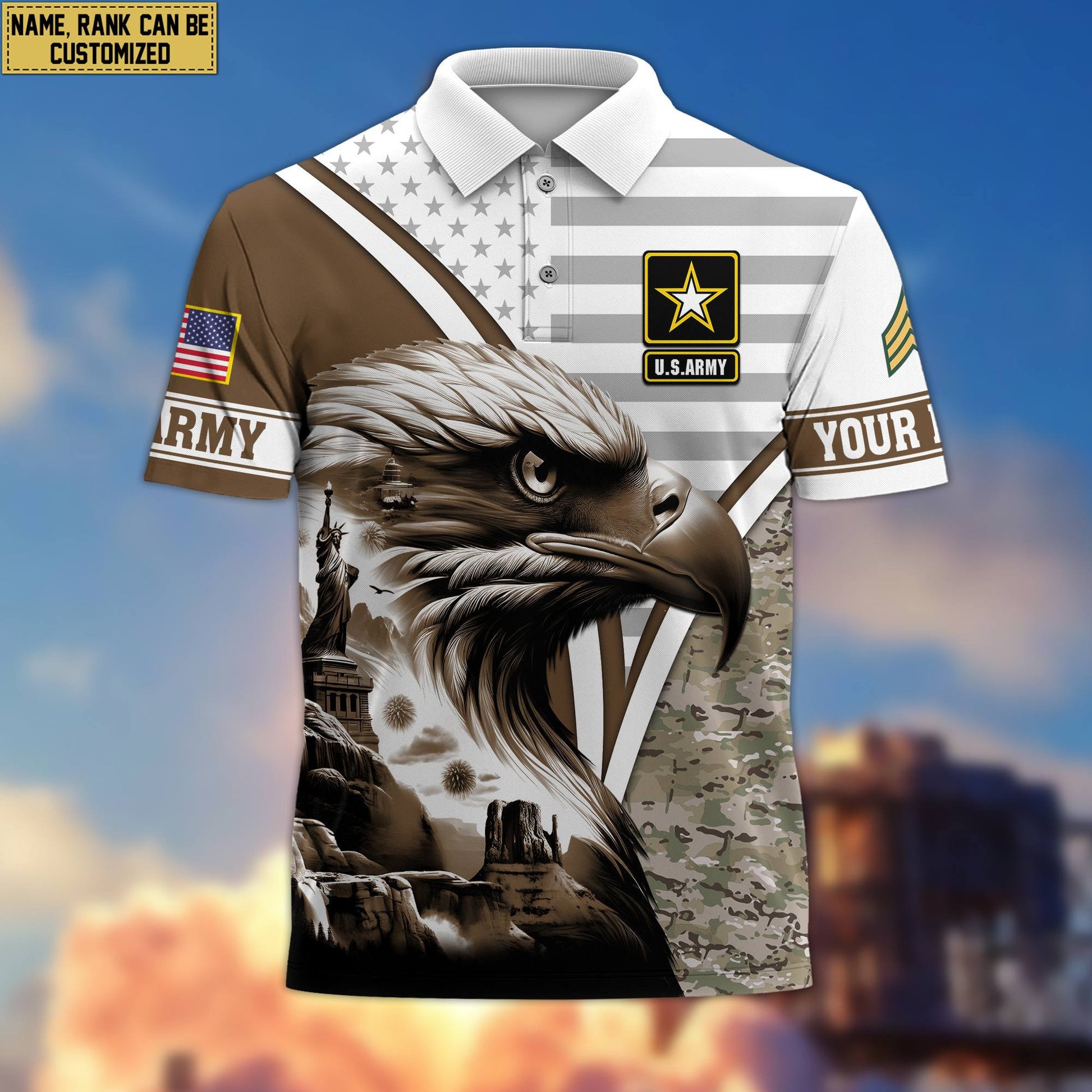 Premium Custom US Army Polo Shirt VPVC206101, Gifts for Army Veteran, Gifts For Dad, Gifts On Father's Day, Independence Day, Veterans Day.