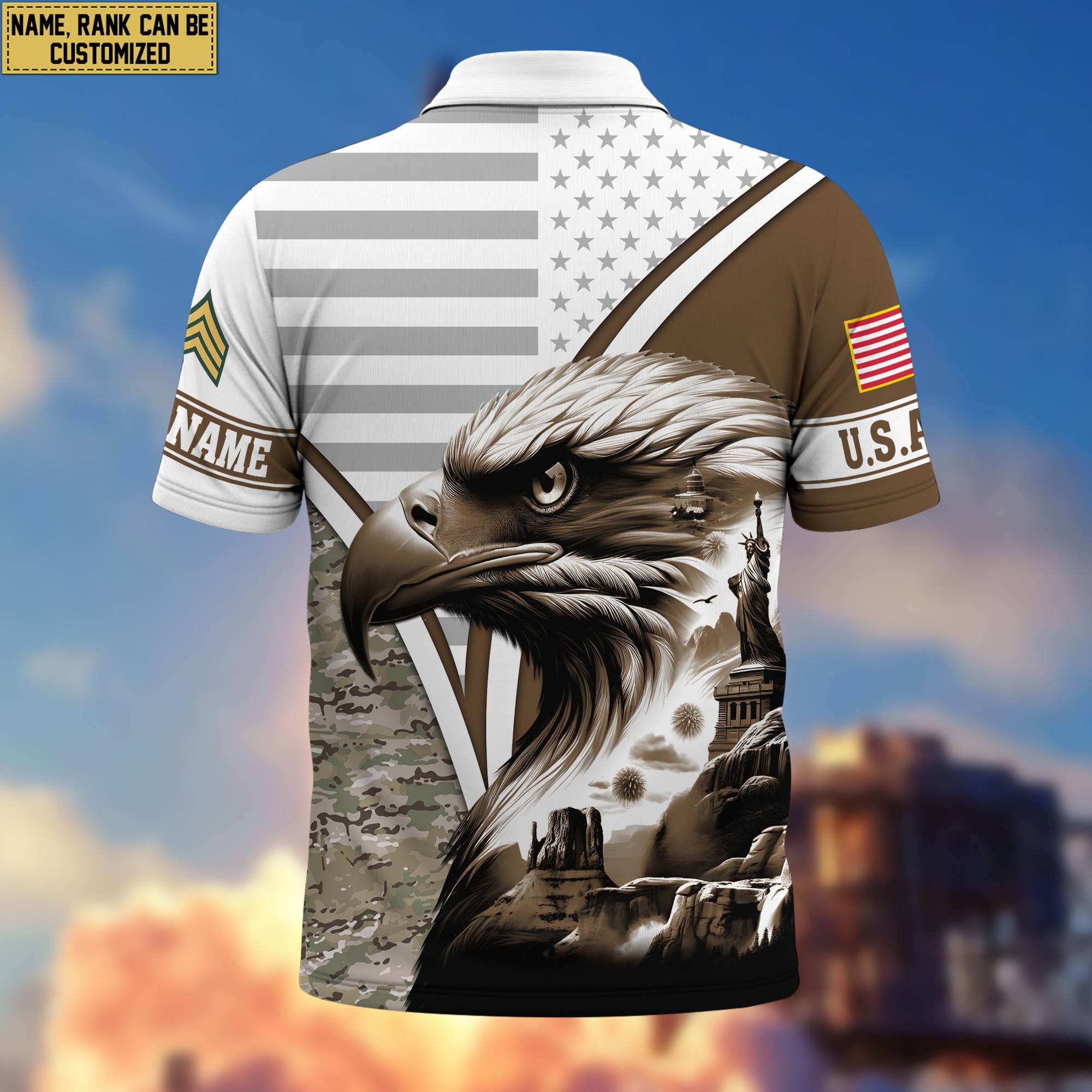 Premium Custom US Army Polo Shirt VPVC206101, Gifts for Army Veteran, Gifts For Dad, Gifts On Father's Day, Independence Day, Veterans Day.